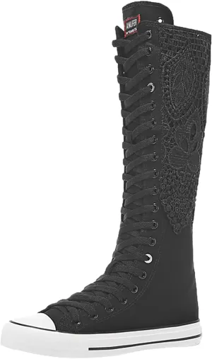 ANUFER Women Fashion Canvas Dance Boots Knee High Bicycling Boots Girls Fancy School Shoes