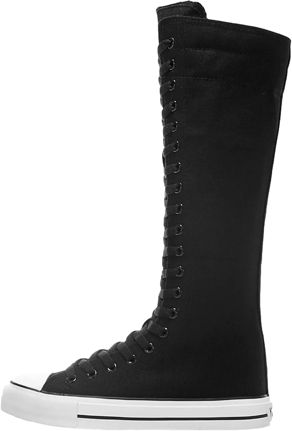ANUFER Women Fashion Canvas Dance Boots Knee High Bicycling Boots Girls Fancy School Shoes