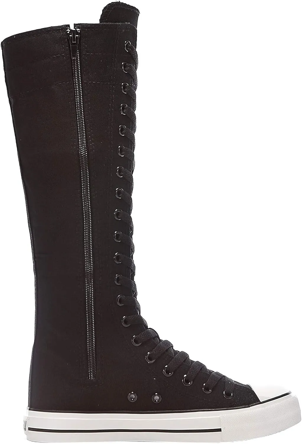 ANUFER Women Fashion Canvas Dance Boots Knee High Bicycling Boots Girls Fancy School Shoes