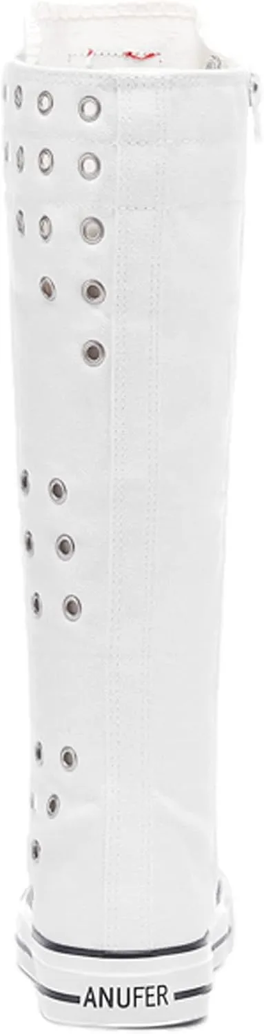 ANUFER Women Fashion Canvas Dance Boots Knee High Bicycling Boots Girls Fancy School Shoes