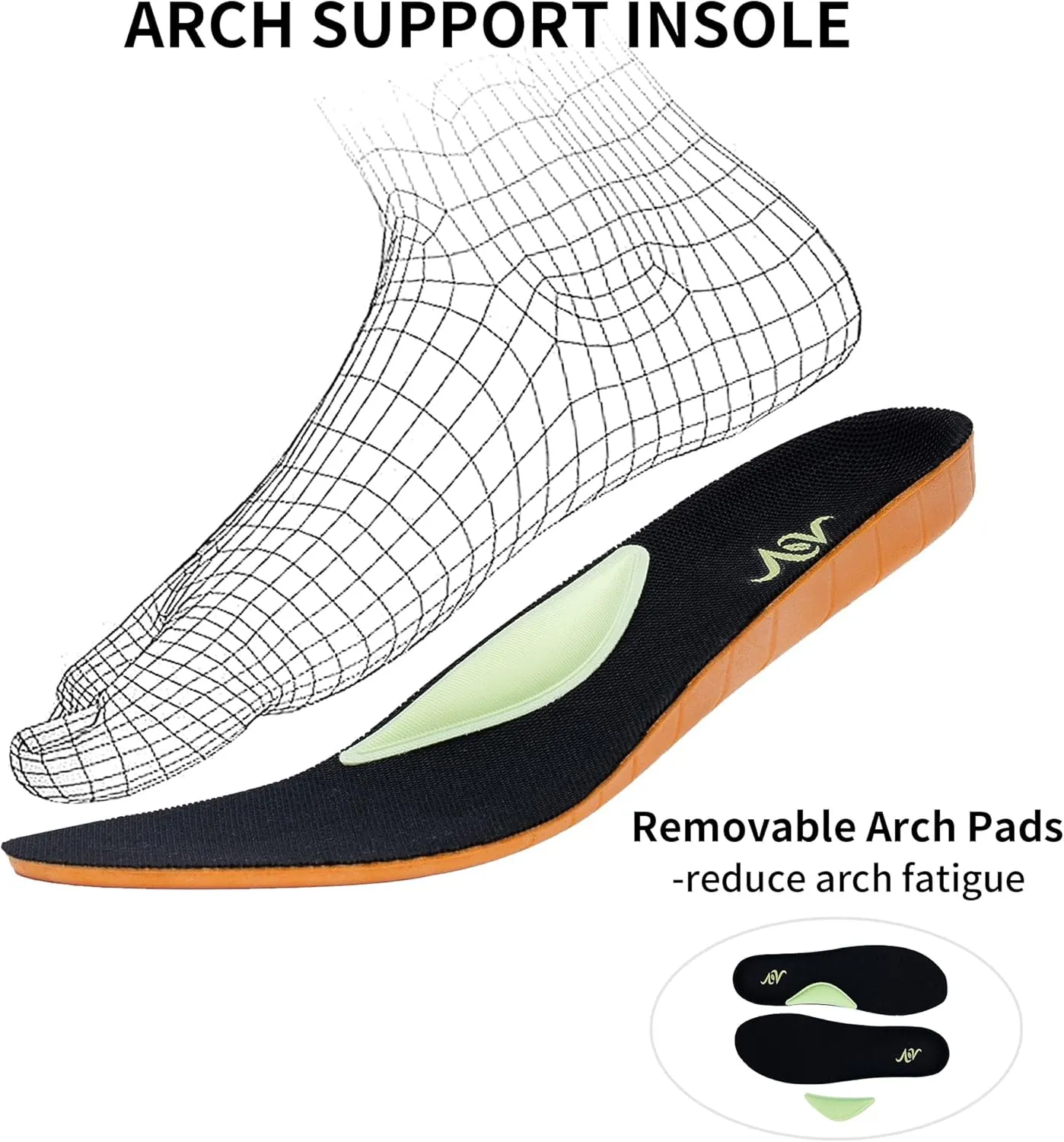 AOV Mens Walking Shoes with Arch Support Air Athletic Running Shoes Plantar Fasciitis Tennis Sneakers