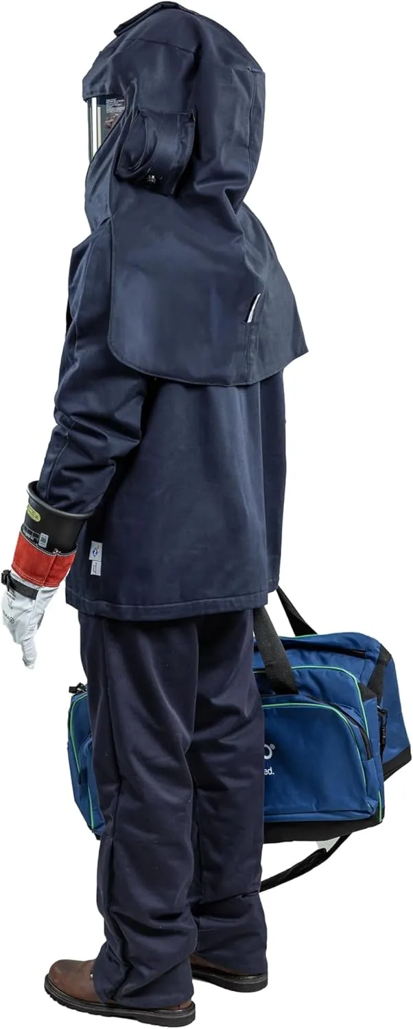 ArcGuard, CAT 4, 40 Cal Arc Flash Kit with FR Short Coat and Bib Overall, Standard Hood, Safety Glasses, and Gear Bag