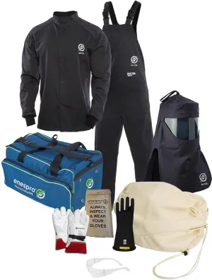 ArcGuard, CAT 4, 40 Cal Arc Flash Kit with FR Short Coat and Bib Overall, Standard Hood, Safety Glasses, and Gear Bag