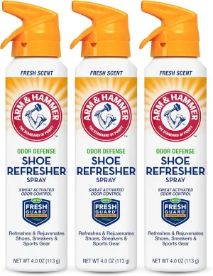 Arm and Hammer Shoe Refresher Spray, Multi-Purpose Odor Remover for All Types of Footwear, Shoe Deodorizer Spray, Shoe Odor Eliminator, Shoe Spray, Shoe Smell Eliminator, 4 oz (3 Pack)