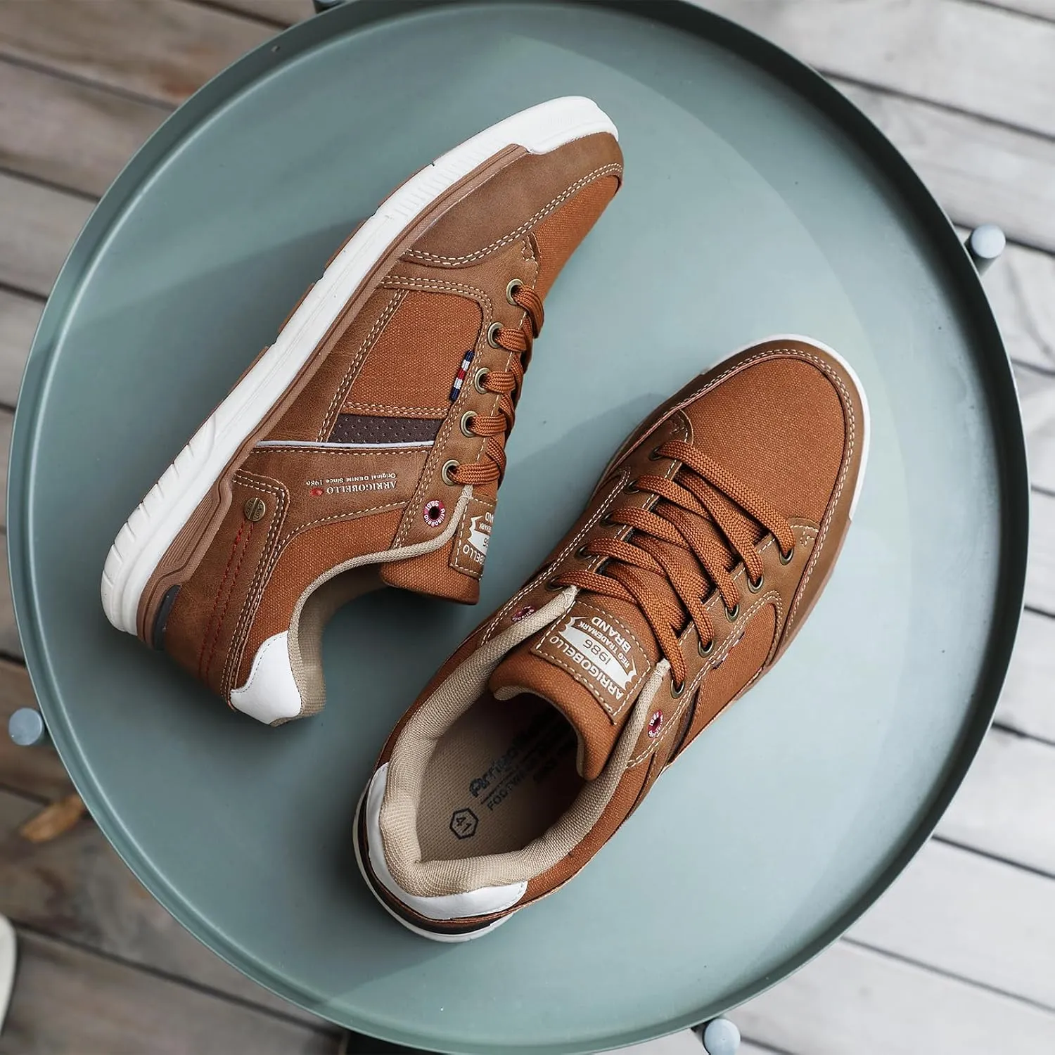 ARRIGO BELLO Mens Casual Shoes Fashion Sneakers Breathable Comfort Classic Lace-Up Low Top Walking Shoes