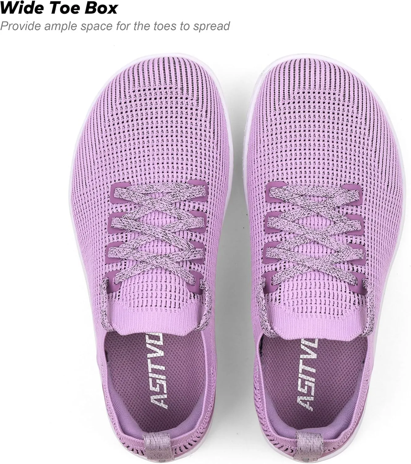 ASITVO Wide Women's Barefoot Zero Drop Sole Minimalist Width Toe Box Walking Shoes Sneakers Colourful Knit Upper
