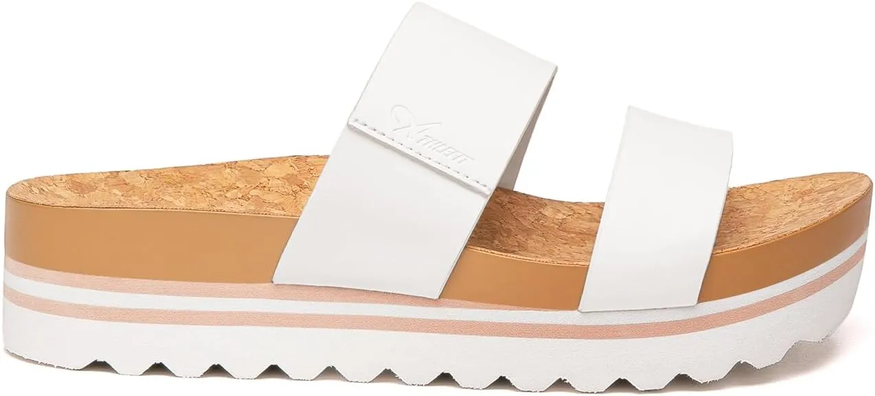 Athlefit Women's Platform Slide Sandals Comfortable Crok Footbed Arch Support Slip On Summer Beach Flatform Sandals