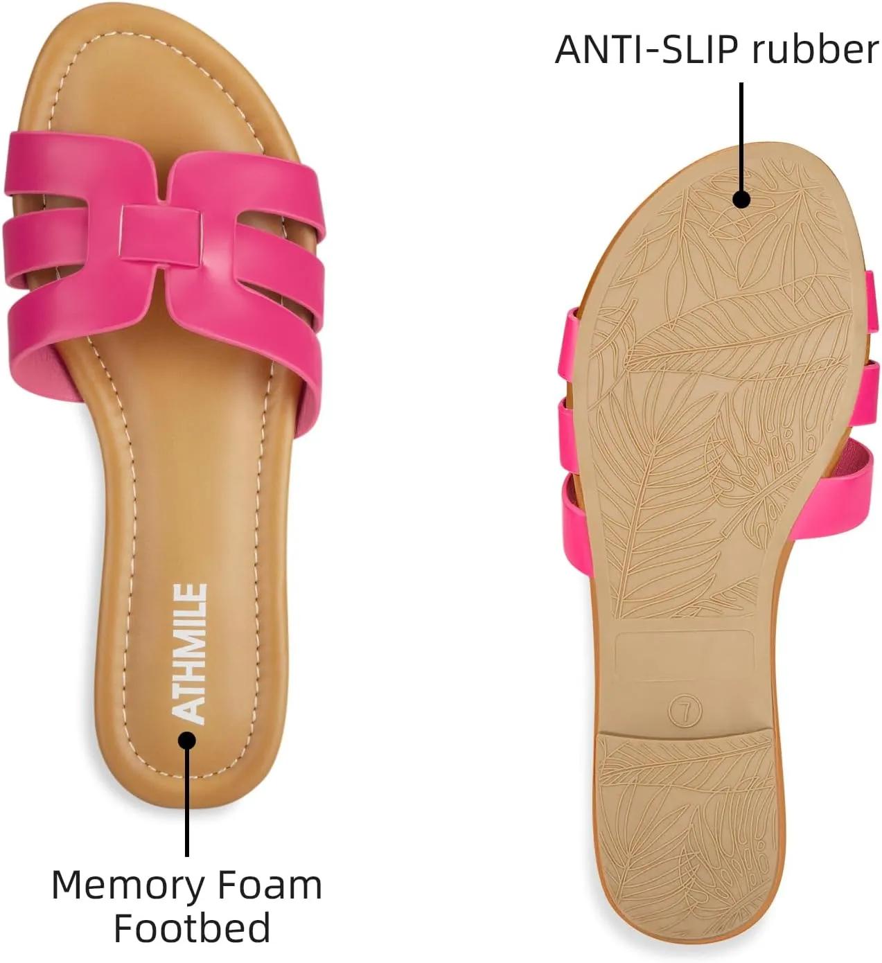 ATHMILE Sandals for Women 2025 Vacation Womens Sandals Dressy Summer Flats Sandals Women Slides for Party Wedding Beach