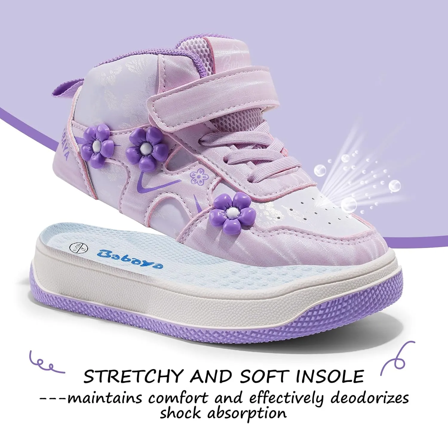 Babaya Girls Running Shoes Kids Tennis Athletic Sneakers Comfortable Lightweight Breathable Walking Shoes Non-Slip Girls Sneakers