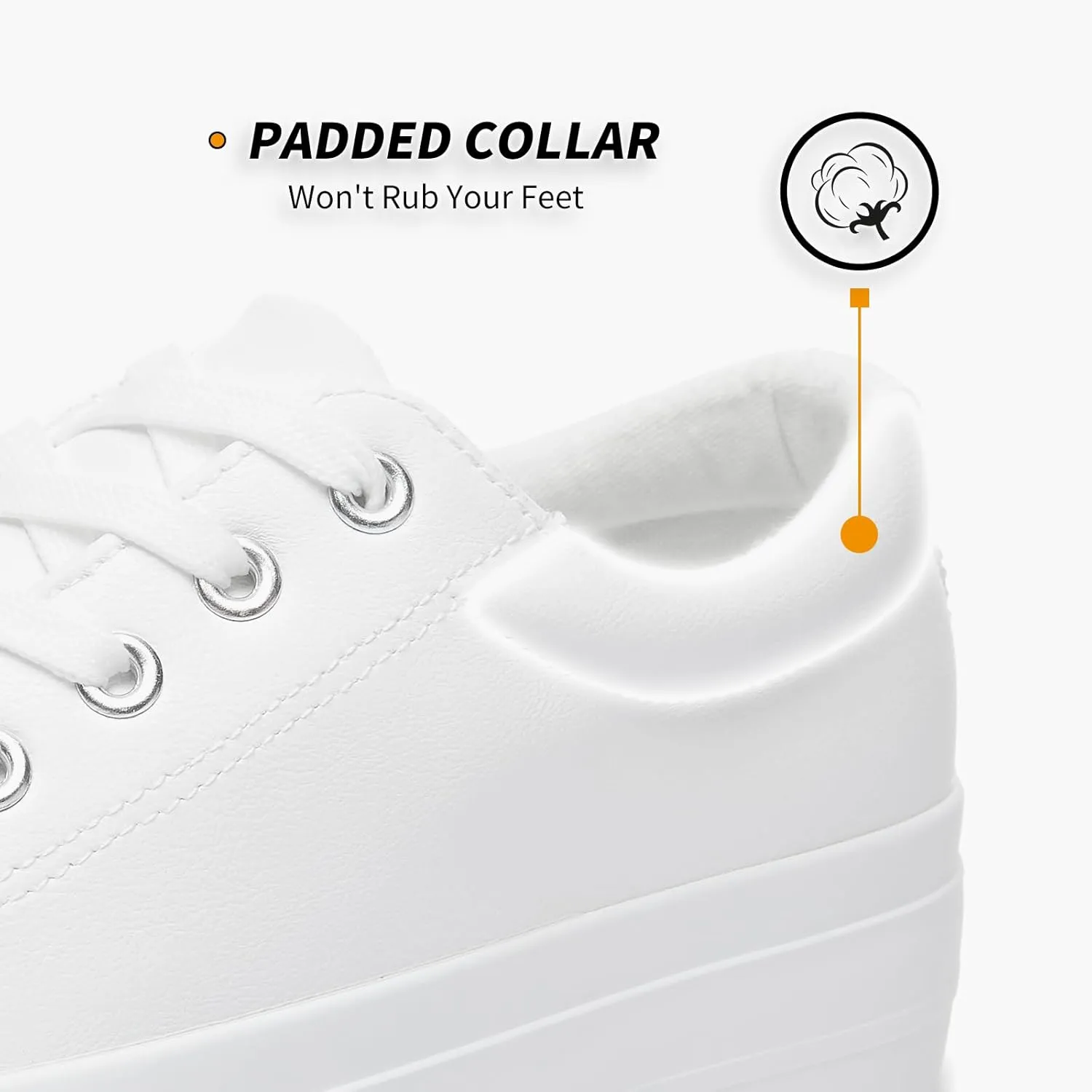 BABUDOG Womens Synthetic Leather Platform Sneakers,White Platform Shoes,Lace-up Tennis Shoes for Women,Comfortable Casual Shoes