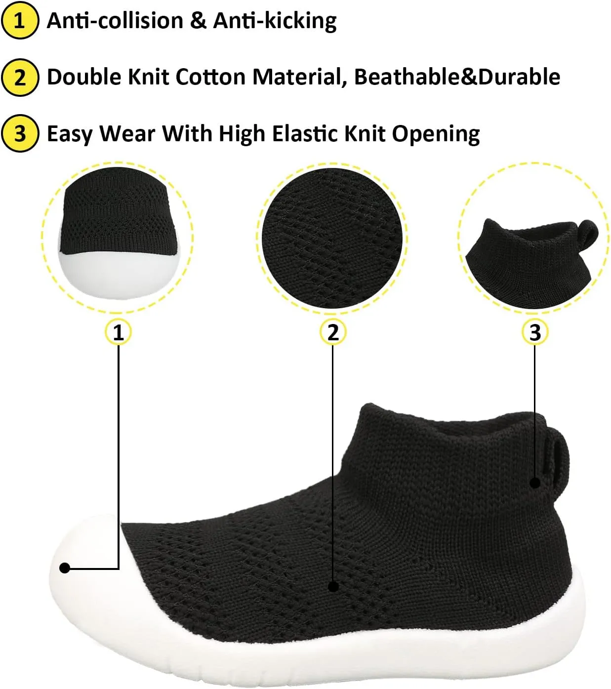 Baby Boy Girl Sneakers Toddler Infant First Walking Shoes Non-Skid Indoor Baby Sneakers Soft Sole Non Slip Cotton Mesh Breathable Lightweight Baby Shoes