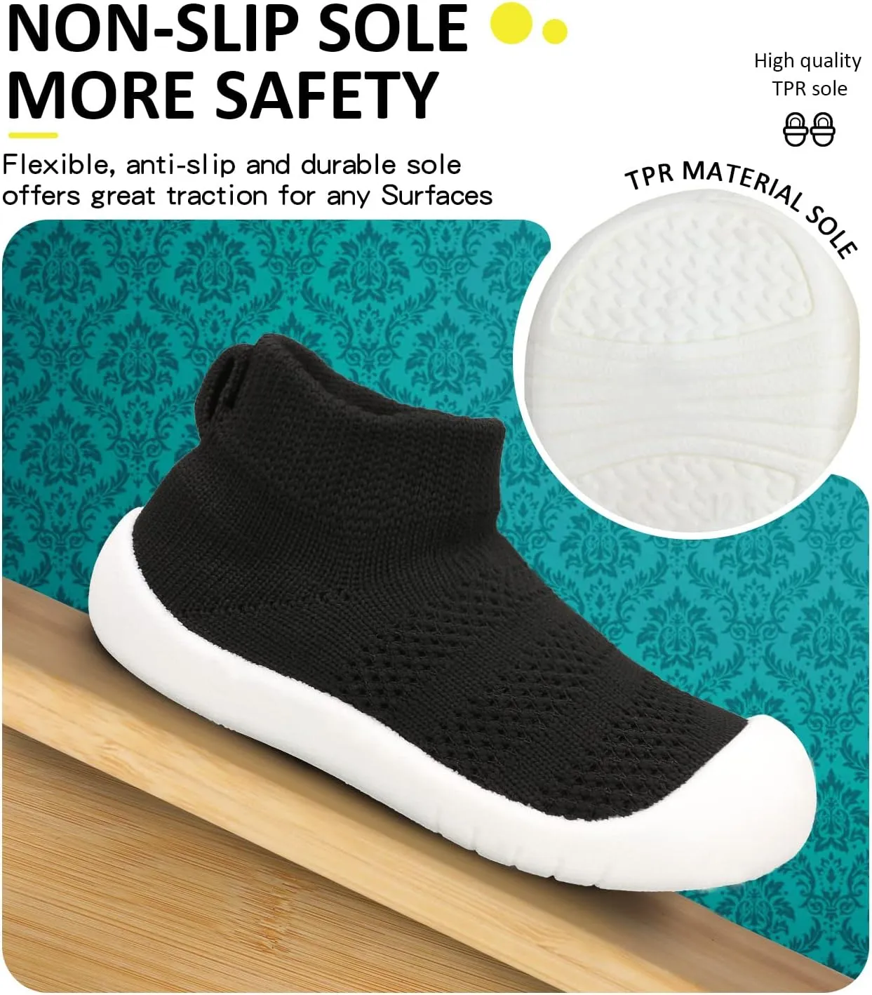 Baby Boy Girl Sneakers Toddler Infant First Walking Shoes Non-Skid Indoor Baby Sneakers Soft Sole Non Slip Cotton Mesh Breathable Lightweight Baby Shoes
