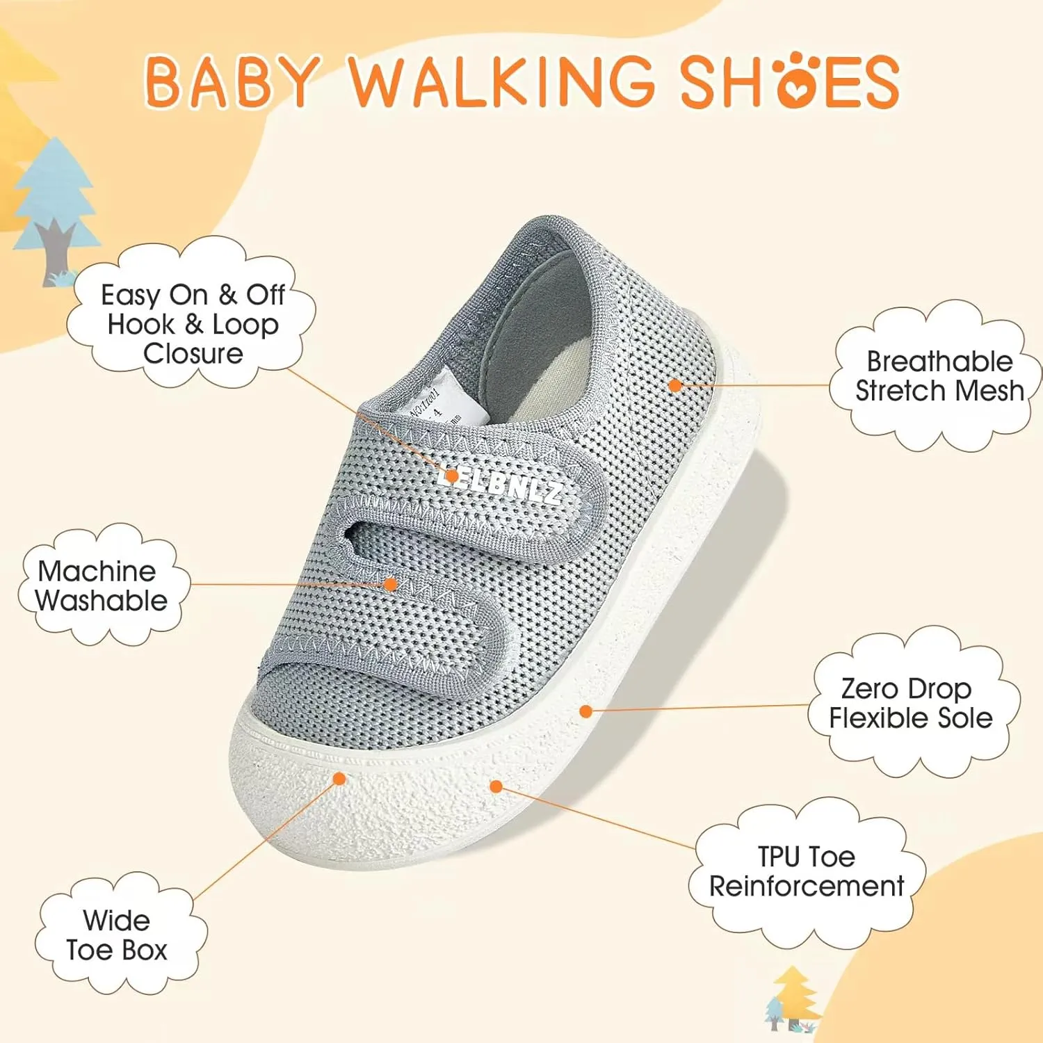 Baby Shoes Boys Girls First Walking Lightweight Non-Slip Toddler Sneakers Infant Tennis Shoes 6 9 12 18 20 24 Months