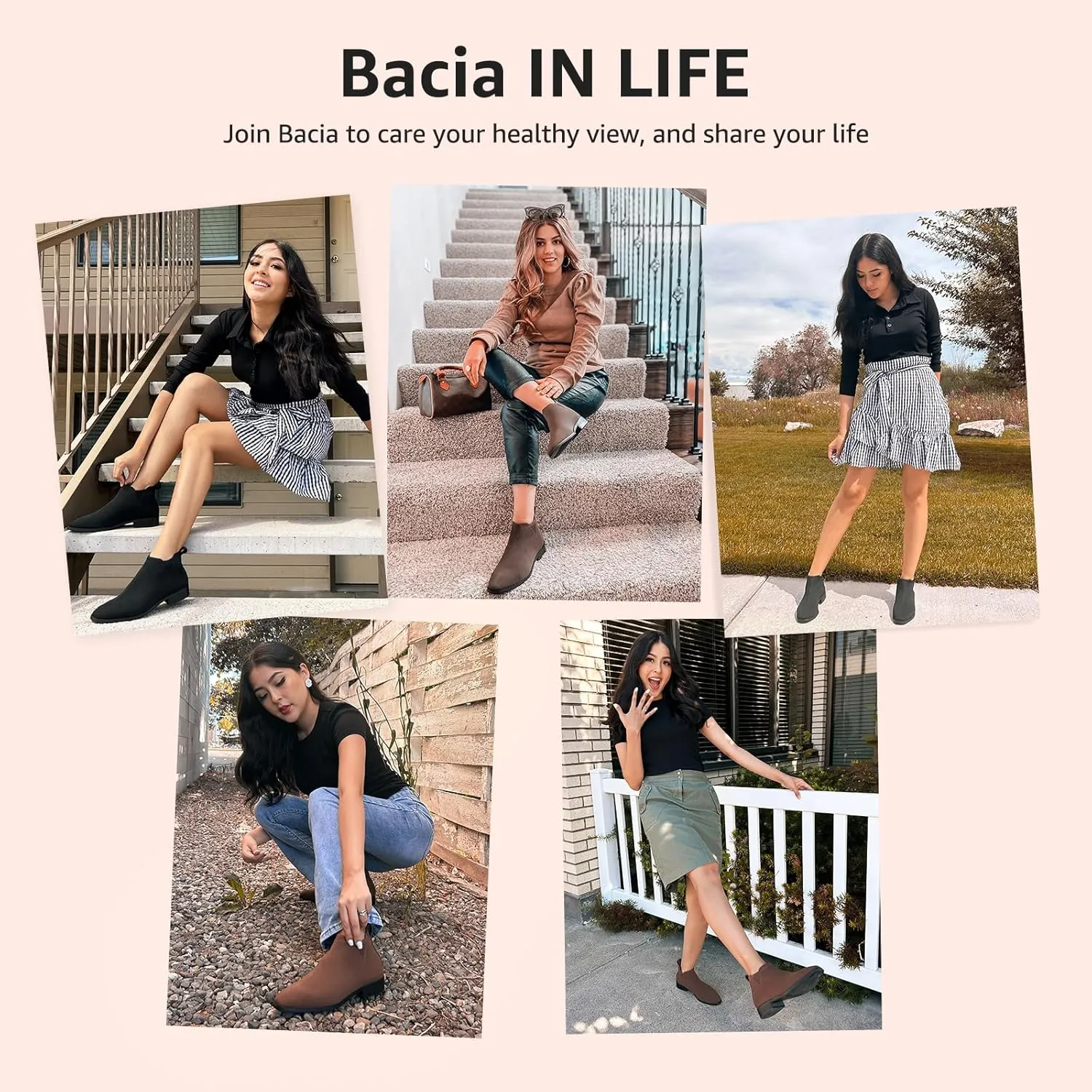 Bacia Sock Ankle Boots for Women Square Toe Slip on Short Chelsea Boots Low Heel Fall Booties