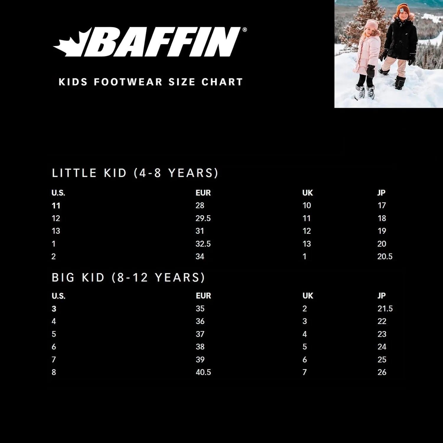 Baffin Kids' Junior MUSTANG Waterproof Insulated Tundra Rated Breathable Nylon/Rubber Tall Height Winter Outdoor Snow Boots