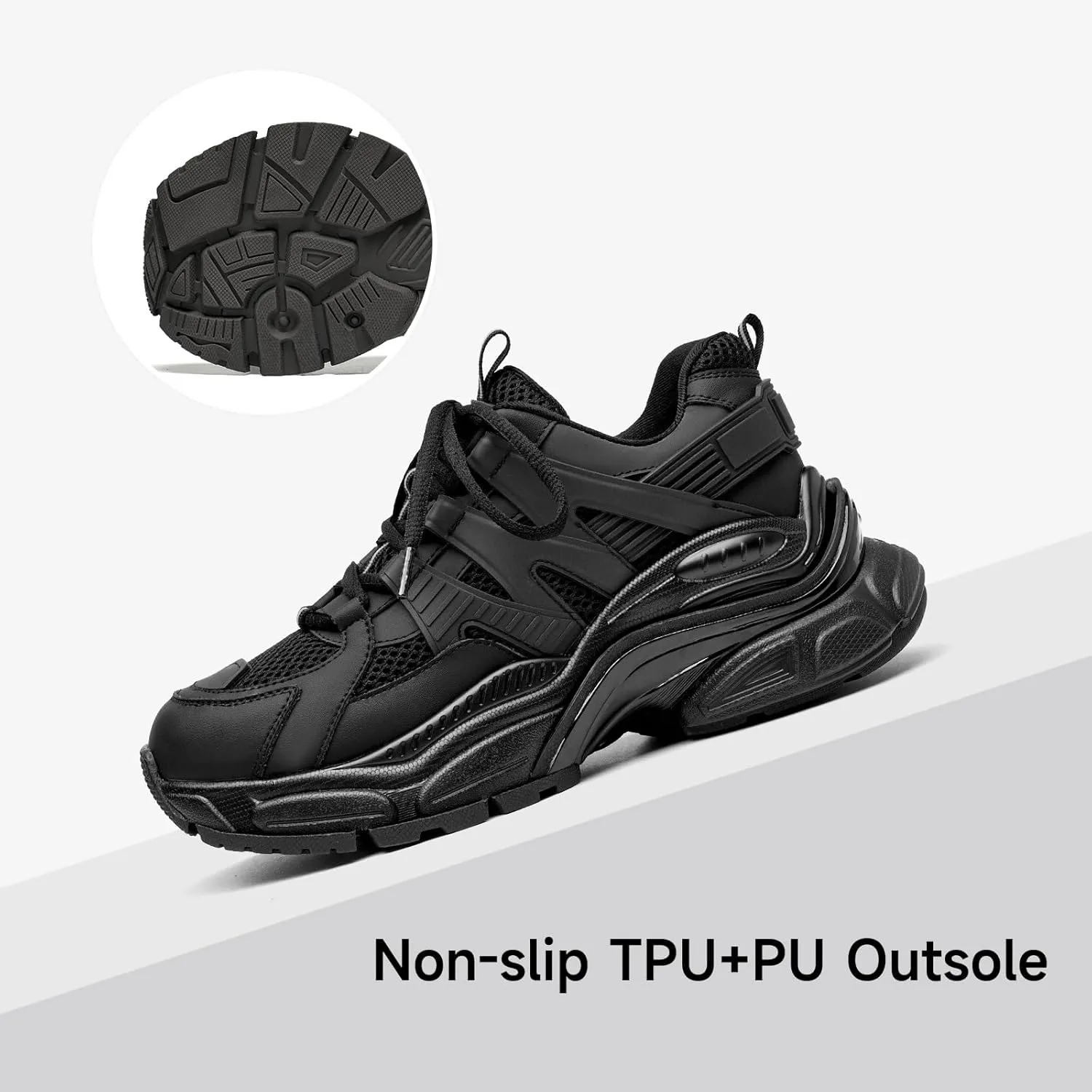 BEAU TODAY Chunky Sneakers for Women, Fashion Platform Sneakers Dad Shoes for Women, Casual Lace-up Walking Shoes