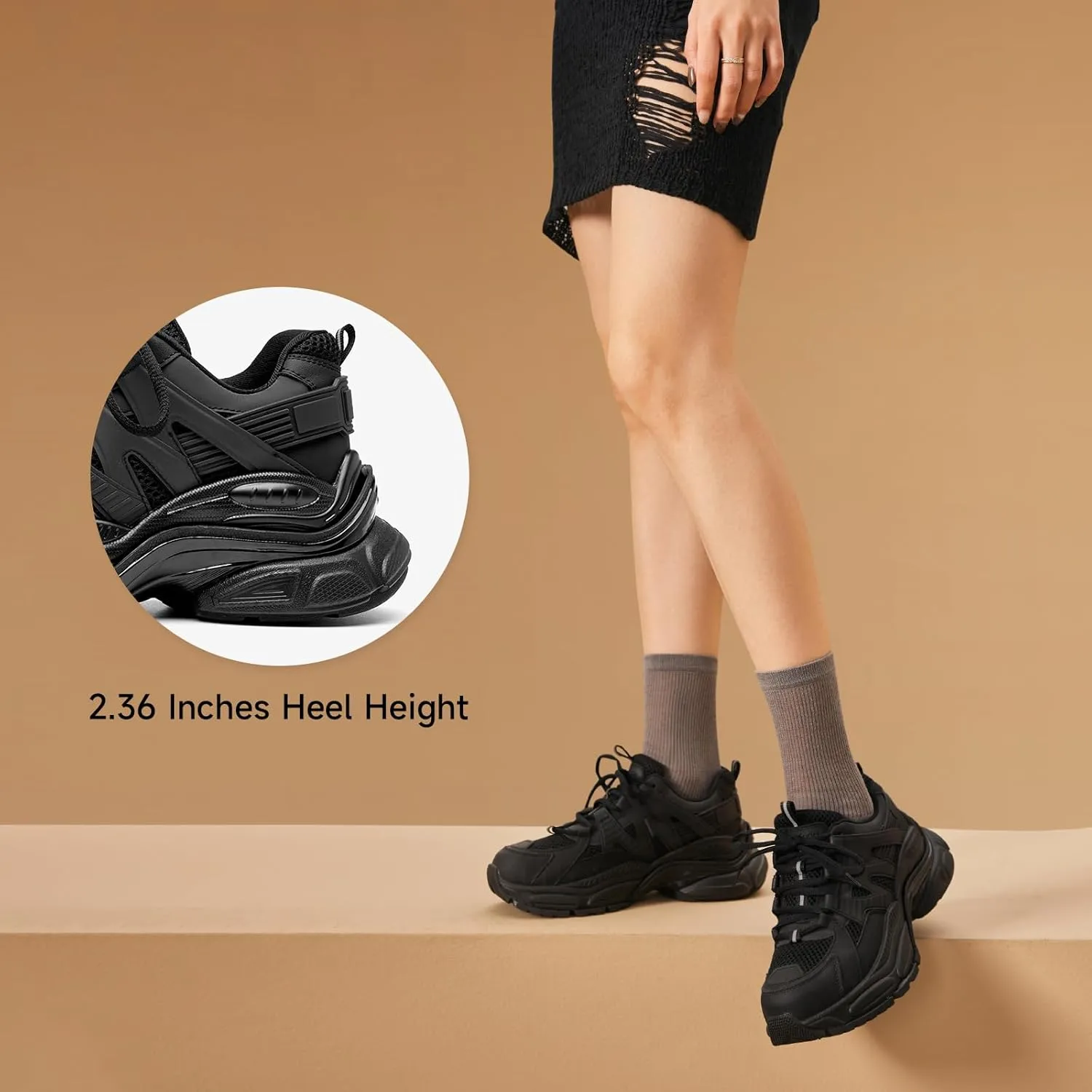 BEAU TODAY Chunky Sneakers for Women, Fashion Platform Sneakers Dad Shoes for Women, Casual Lace-up Walking Shoes