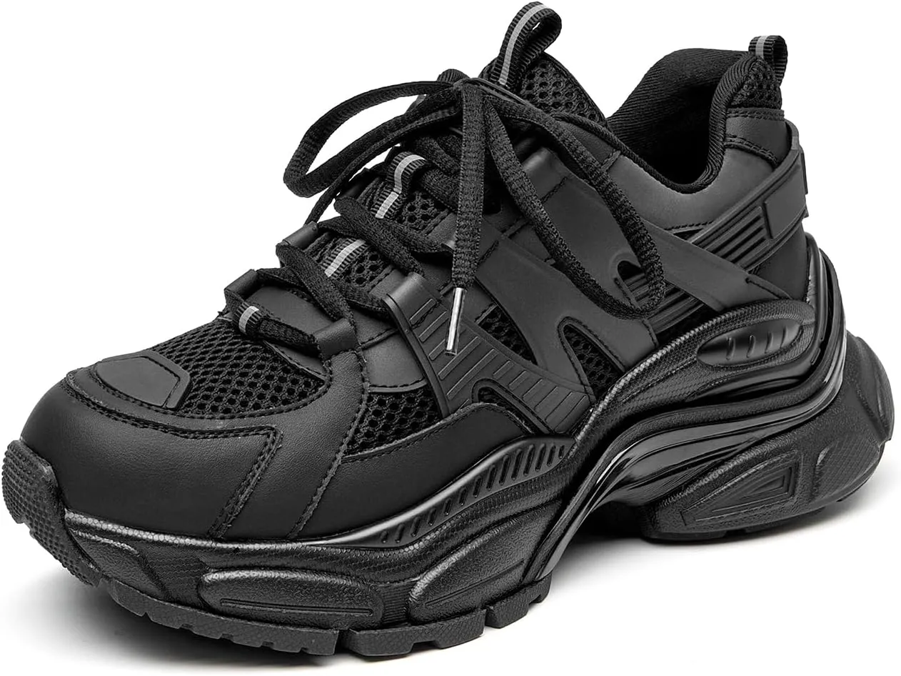 BEAU TODAY Chunky Sneakers for Women, Fashion Platform Sneakers Dad Shoes for Women, Casual Lace-up Walking Shoes
