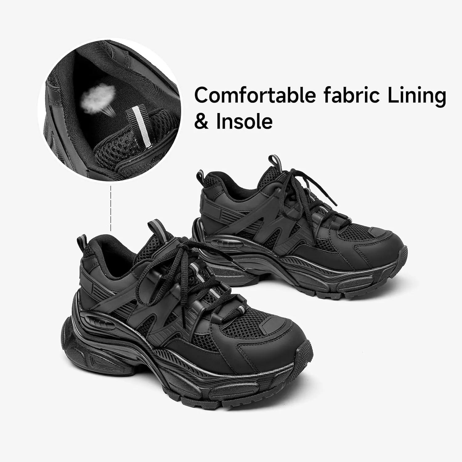 BEAU TODAY Chunky Sneakers for Women, Fashion Platform Sneakers Dad Shoes for Women, Casual Lace-up Walking Shoes