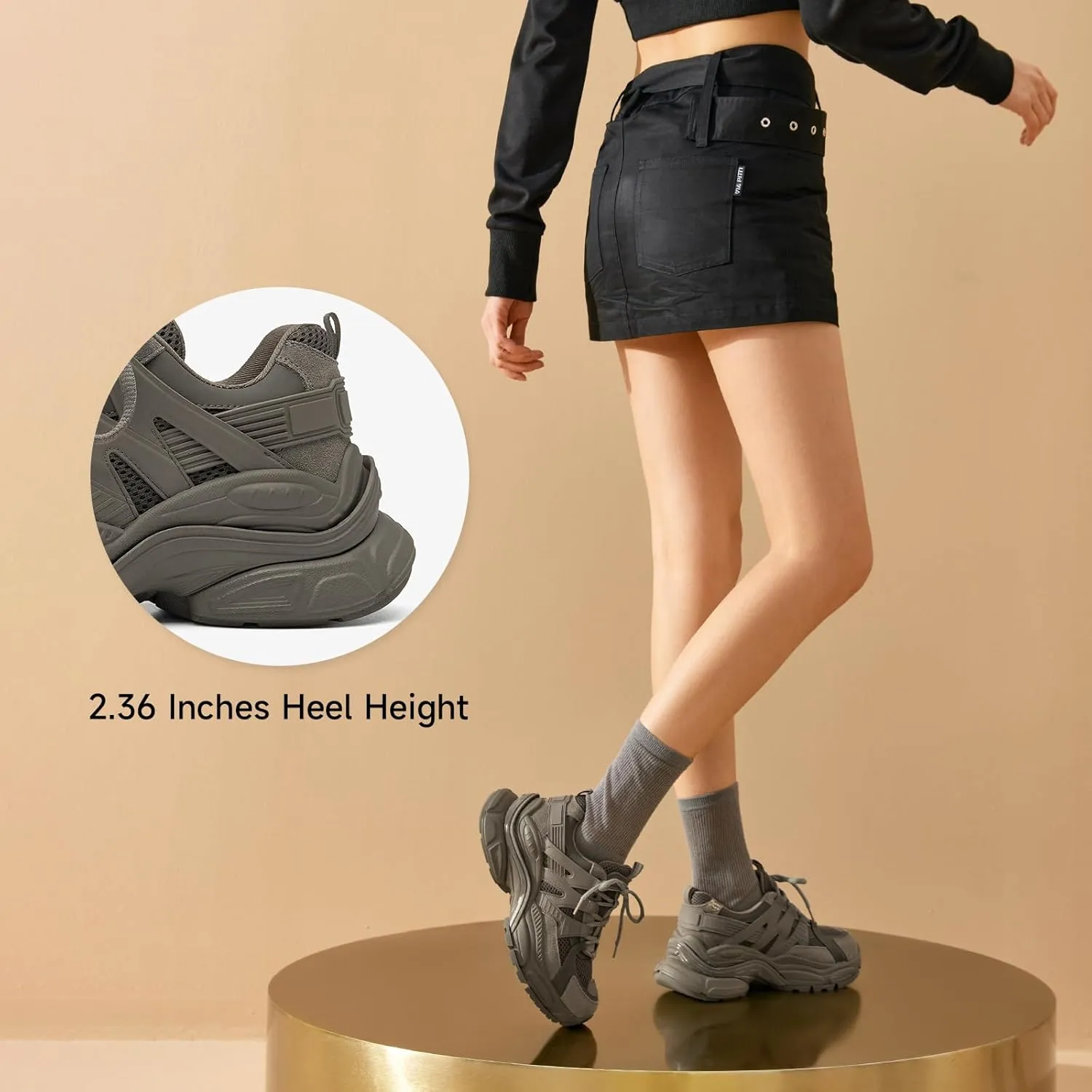 BEAU TODAY Chunky Sneakers for Women, Fashion Platform Sneakers Dad Shoes for Women, Casual Lace-up Walking Shoes