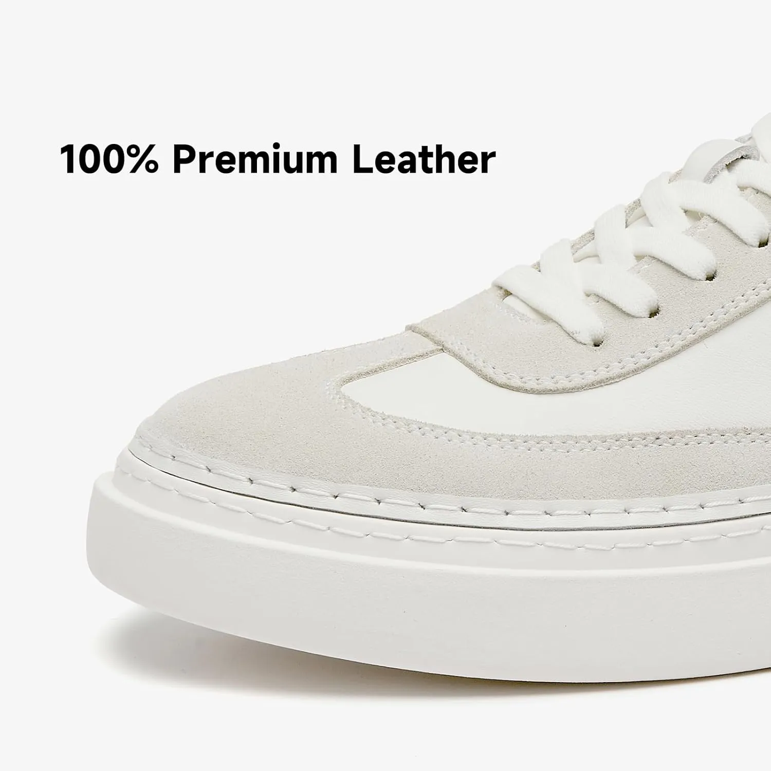 BEAU TODAY Men's Dress Sneakers, Leather Fashion Sneakers for Men Oxfords Classic Handmade Comfortable Lace Up Platform Flat Sneakers Tennis Retro Shoes