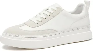 BEAU TODAY Men's Dress Sneakers, Leather Fashion Sneakers for Men Oxfords Classic Handmade Comfortable Lace Up Platform Flat Sneakers Tennis Retro Shoes