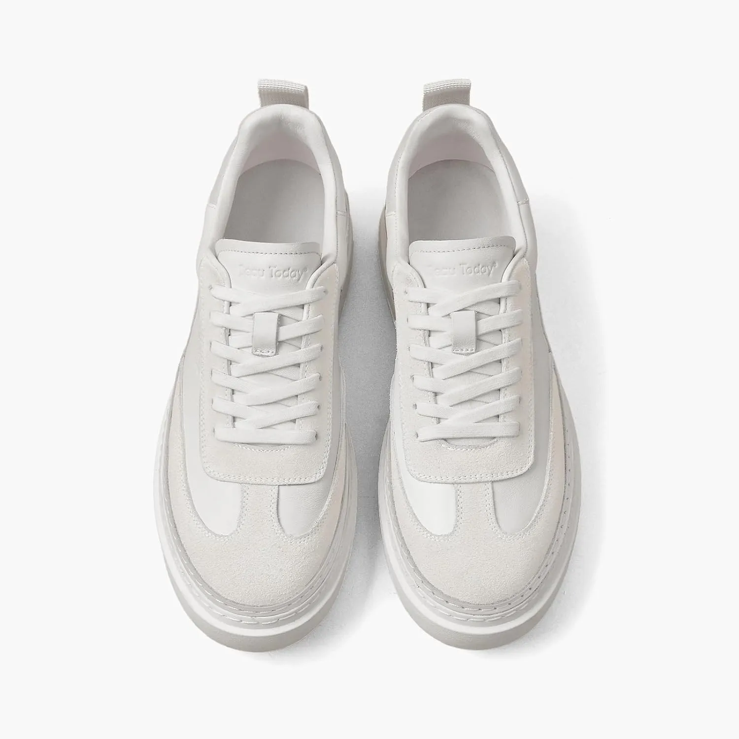 BEAU TODAY Men's Dress Sneakers, Leather Fashion Sneakers for Men Oxfords Classic Handmade Comfortable Lace Up Platform Flat Sneakers Tennis Retro Shoes