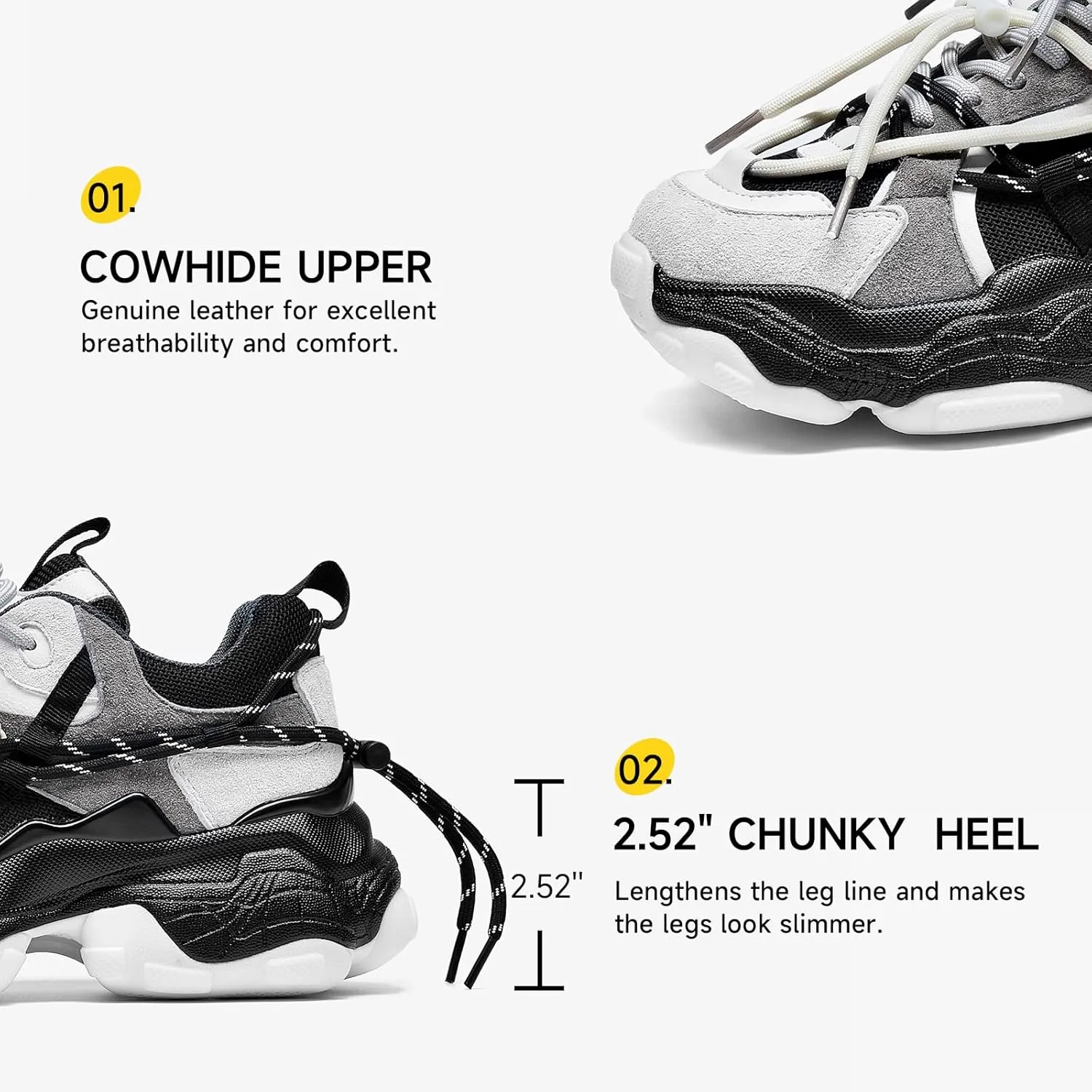 BEAU TODAY Womens Chunky Sneakers,Womens Fashion Sneakers,90s Comfortable Running Dad Shoes,Platform Casual Lace up Non Slip Rave Tennis Walking Shoes