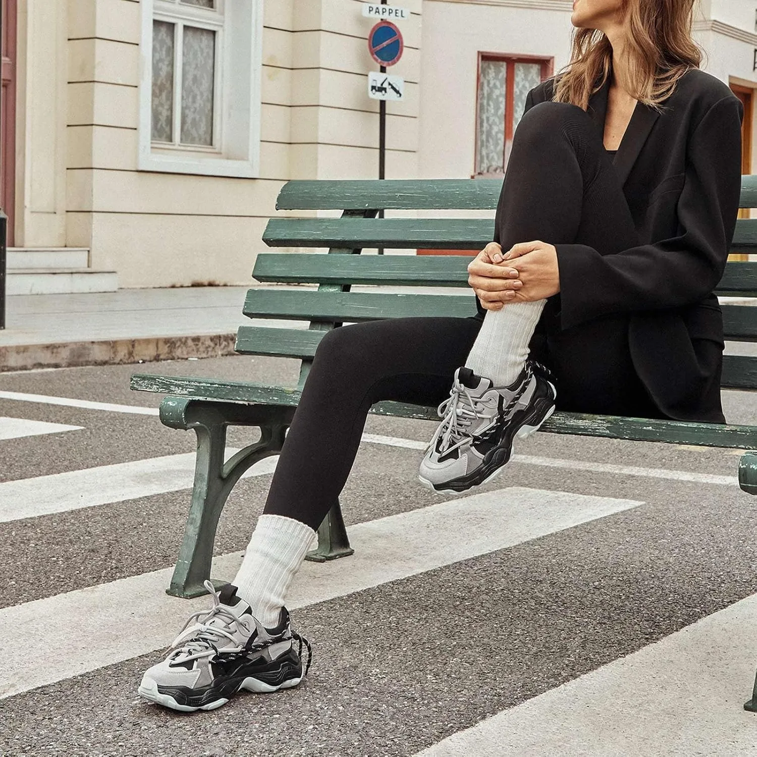 BEAU TODAY Womens Chunky Sneakers,Womens Fashion Sneakers,90s Comfortable Running Dad Shoes,Platform Casual Lace up Non Slip Rave Tennis Walking Shoes