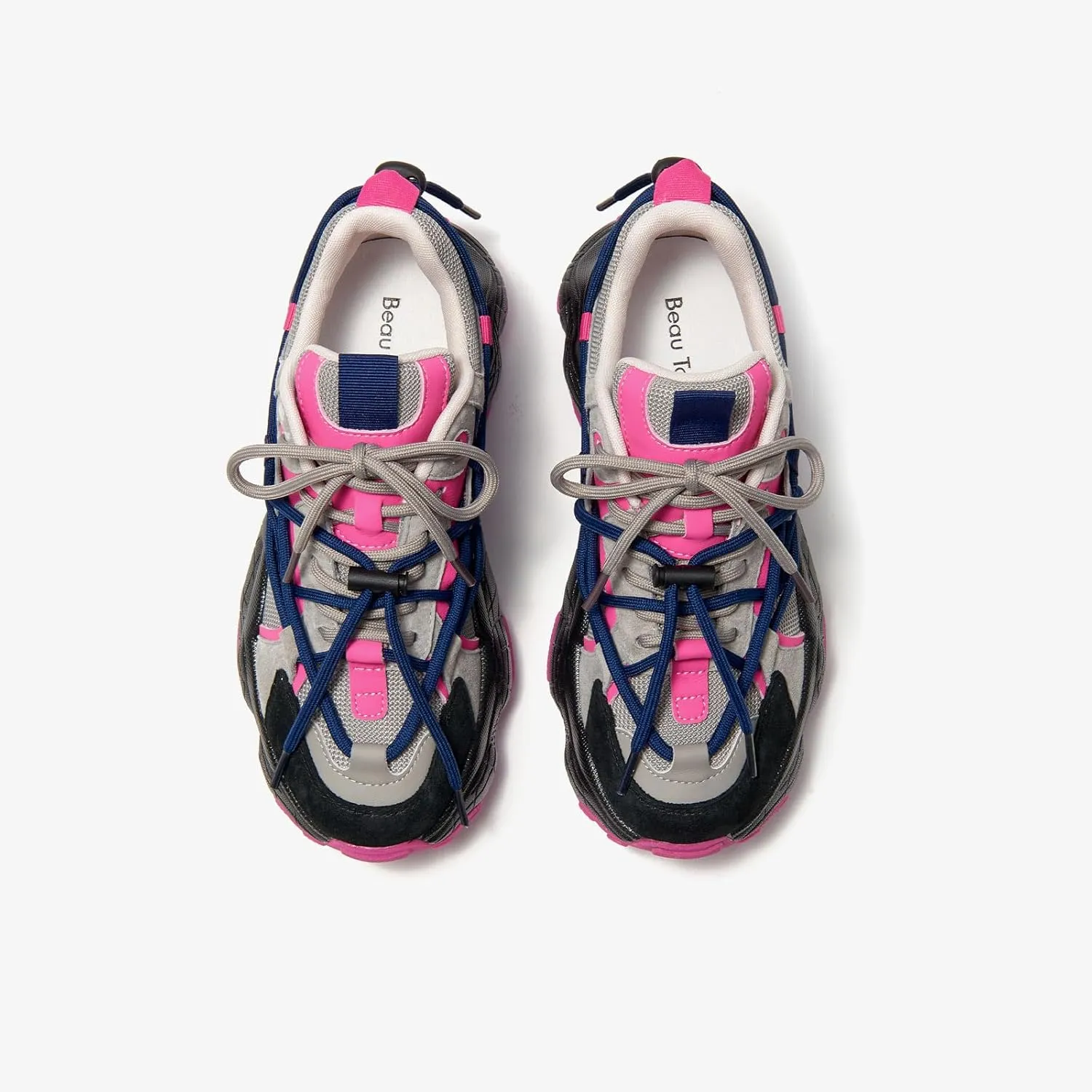 BEAU TODAY Womens Chunky Sneakers,Womens Fashion Sneakers,90s Comfortable Running Dad Shoes,Platform Casual Lace up Non Slip Rave Tennis Walking Shoes