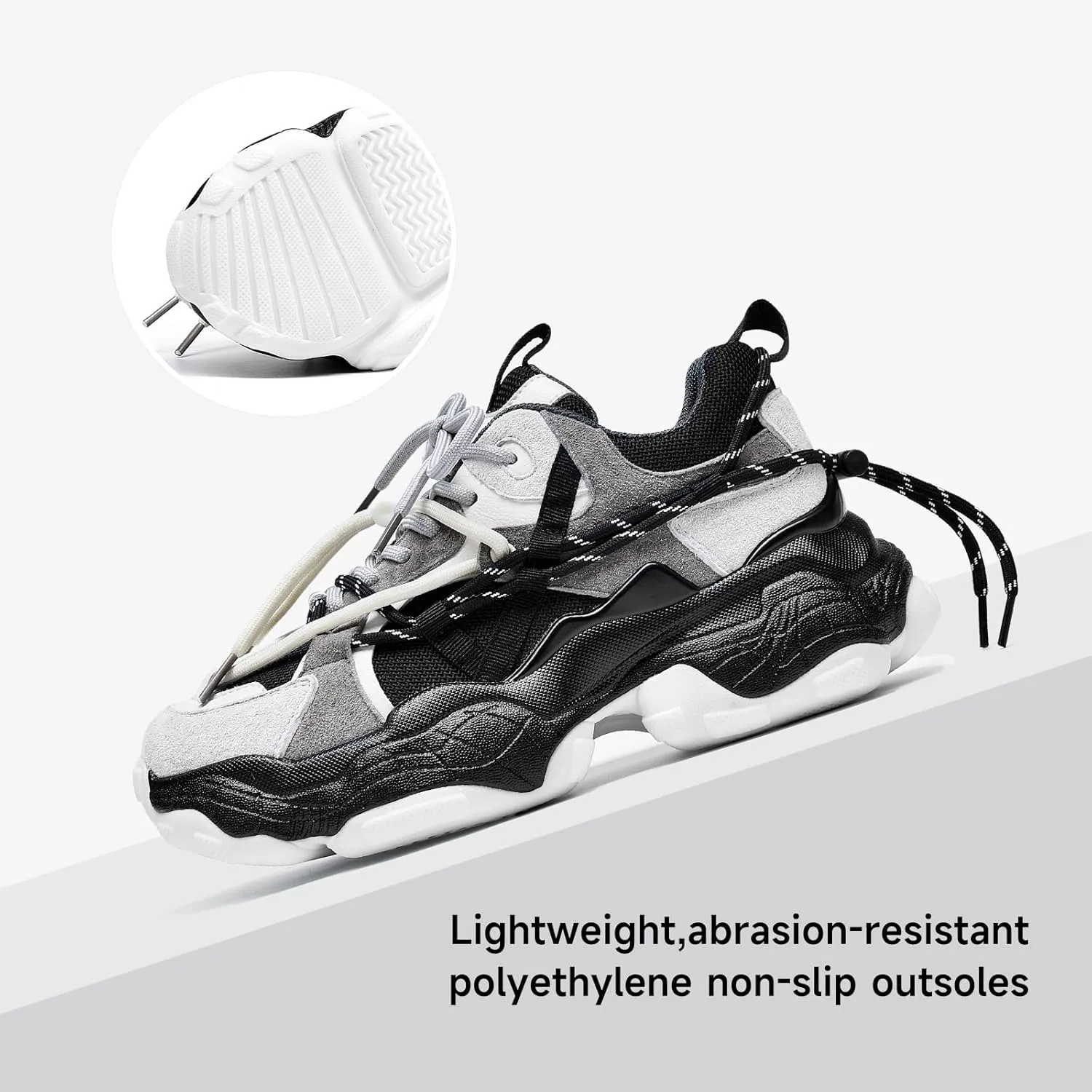 BEAU TODAY Womens Chunky Sneakers,Womens Fashion Sneakers,90s Comfortable Running Dad Shoes,Platform Casual Lace up Non Slip Rave Tennis Walking Shoes