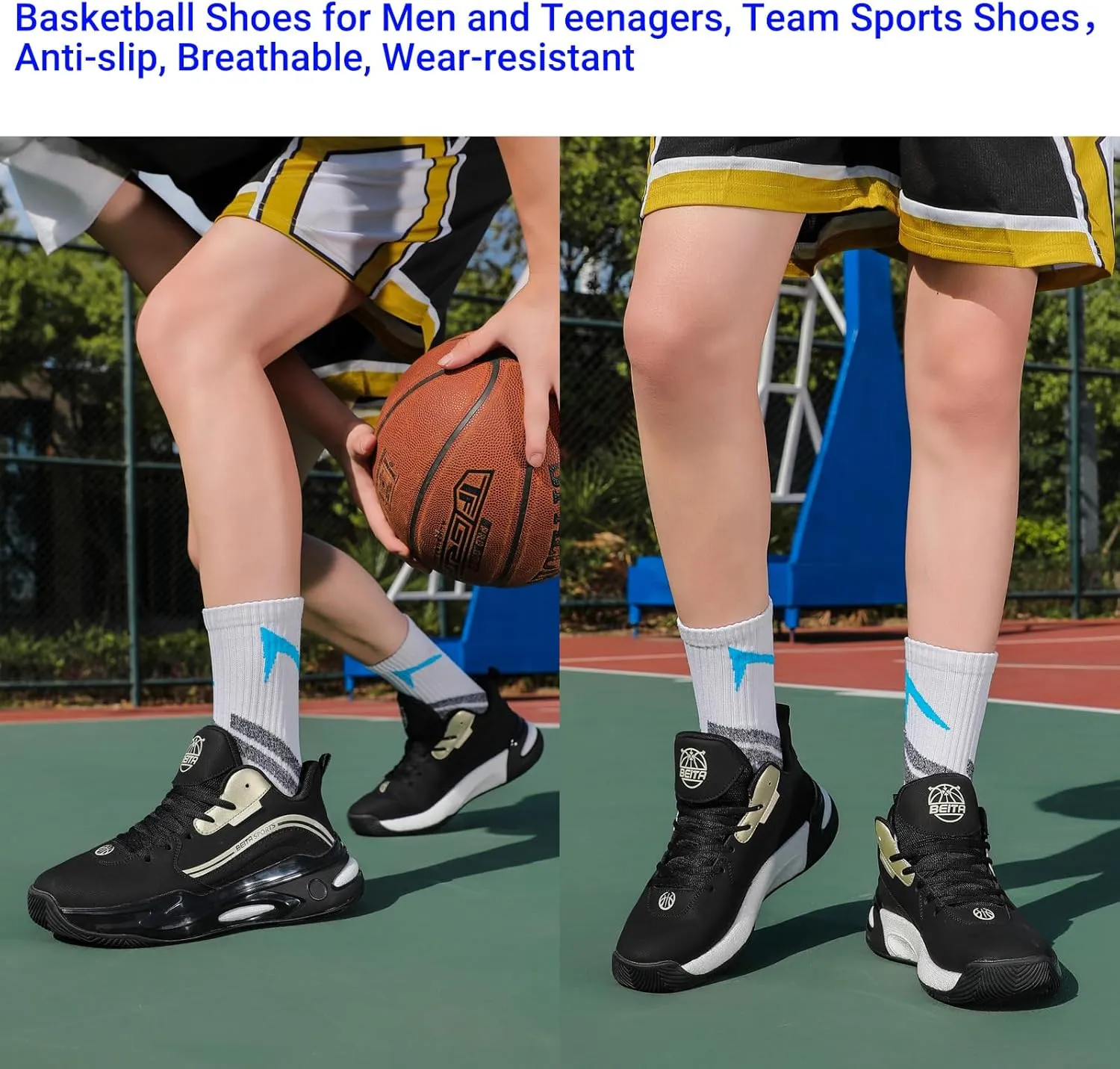 Beita High Upper Basketball Shoes for Men Sneakers Breathable Sports Shoes Anti Slip