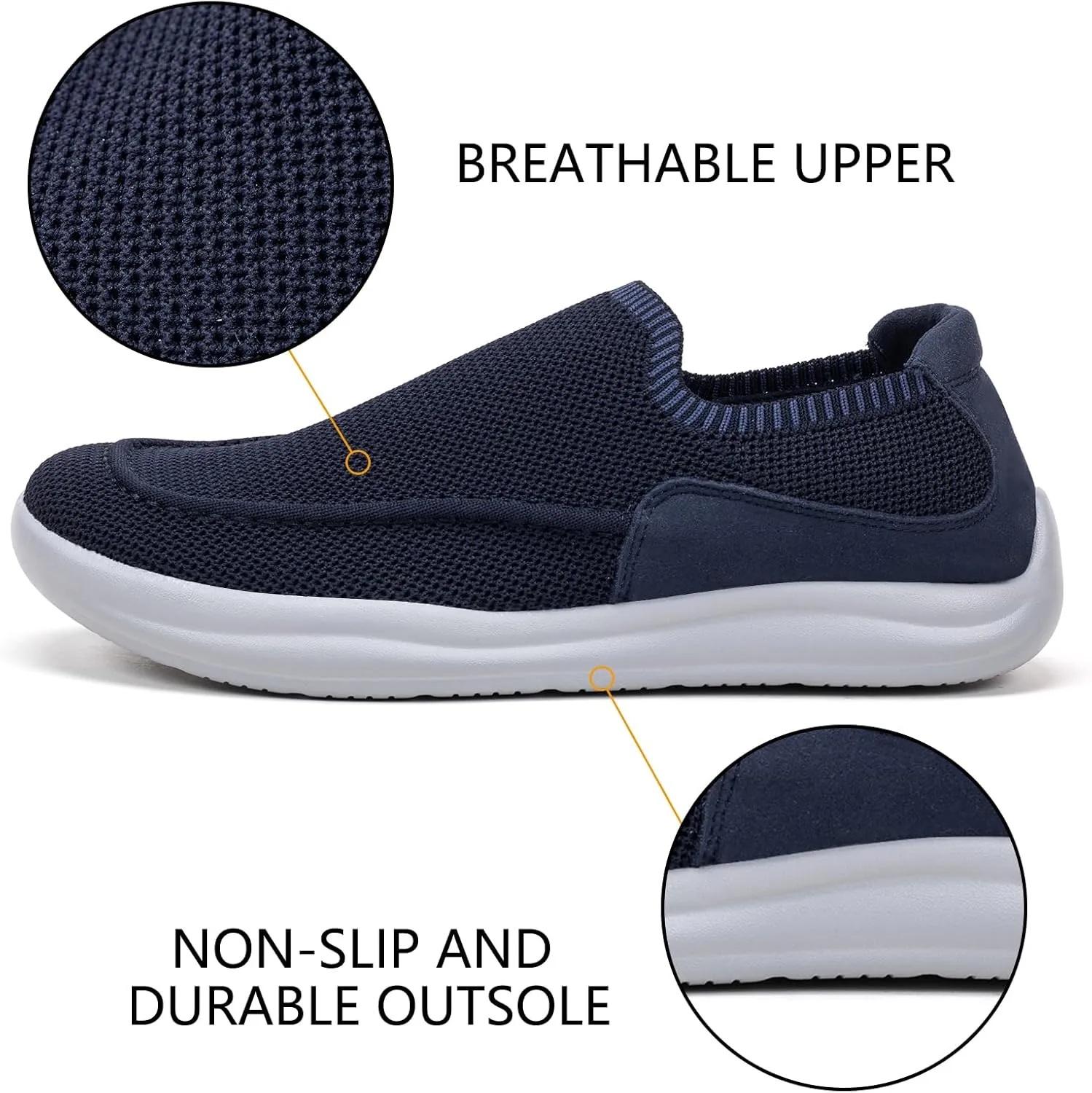 BEJINASH Men’s Slip-on Walking Shoes, Lightweight Breathable Go Walk Shoes with Arch Support,Comfortable Casual Loafers Shoes