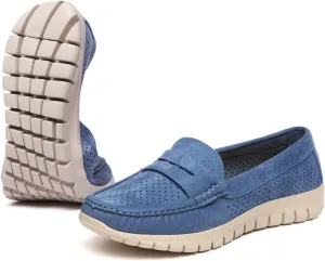 Bernal Loafers for Women Casual Moccasins Women's Comfortable & Lightweight Breathable Slip on Flat Shoes (Blue 10)