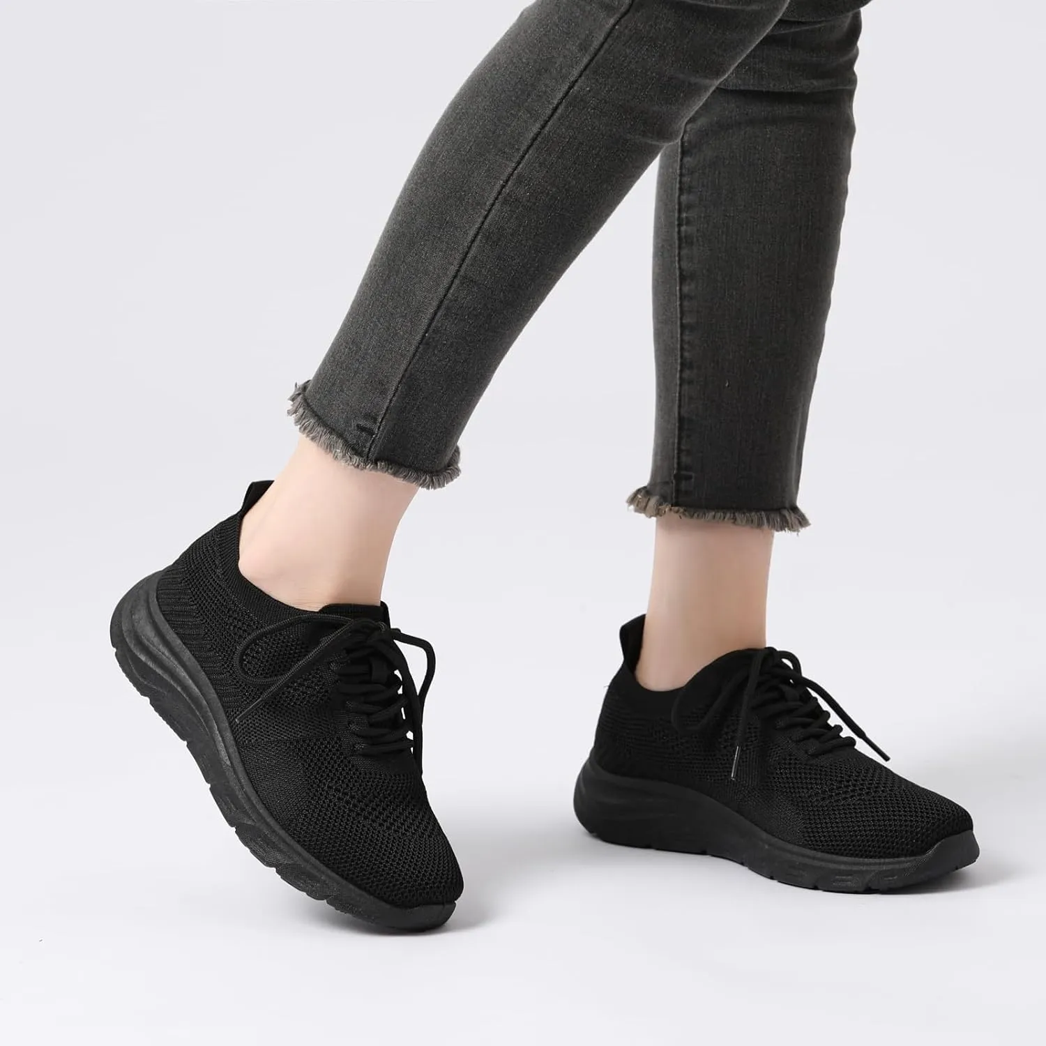 Bernal Women's Walking Shoes Casual Lace Up Lightweight Work Shoes Fashion Breathable Rhinestone Sparkle Sneakers Workout Gym Shoes
