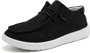Betrue Kids Boys Girls Breathable Loafers Slip-On Casual Canvas Boat Shoes Lightweight Lace Up Loafers(Little Kid/Big Kid)