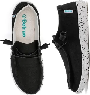 Betrue Lightweight Boat Shoes for Women, Womens Casual Loafers, Womens Slip On Deck Shoes, Breathable Canvas Walking Shoes for Women