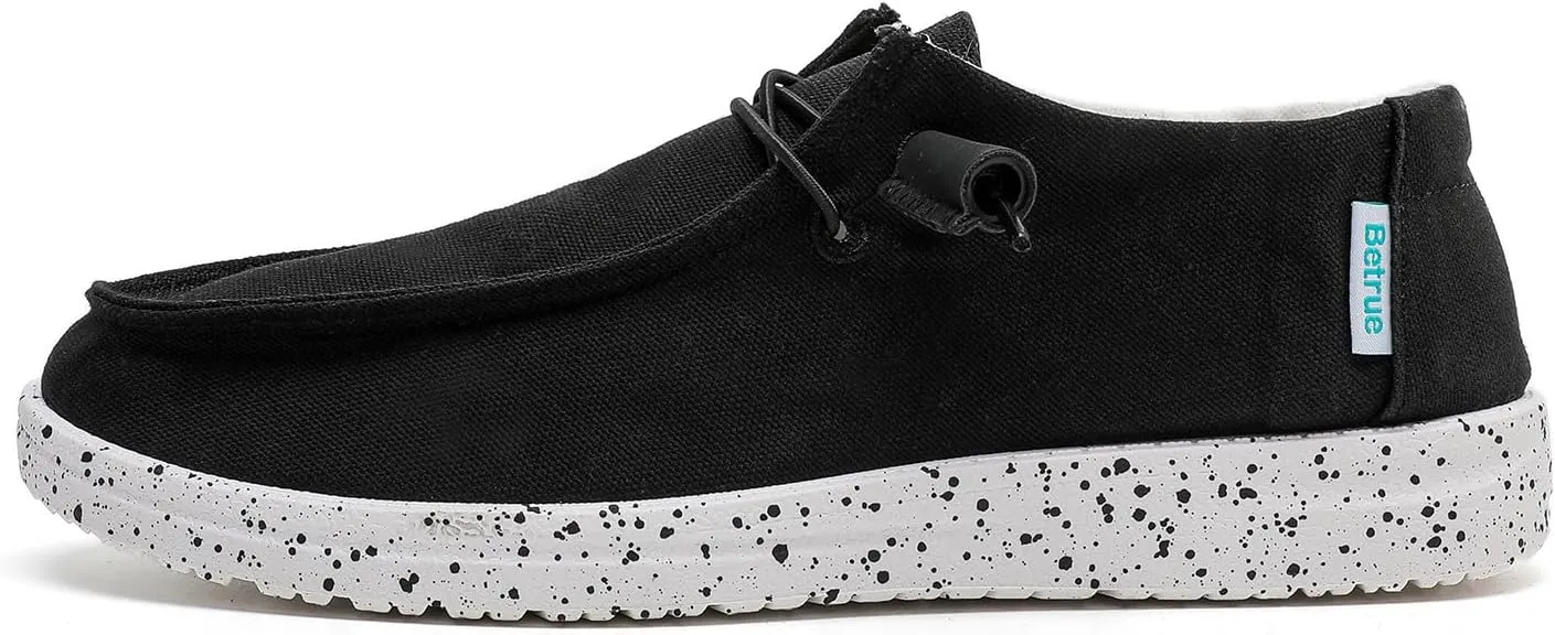 Betrue Lightweight Boat Shoes for Women, Womens Casual Loafers, Womens Slip On Deck Shoes, Breathable Canvas Walking Shoes for Women