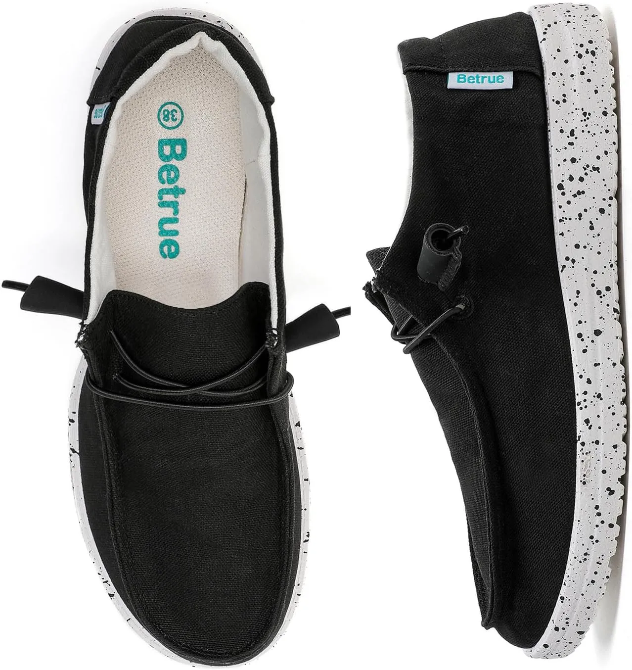 Betrue Lightweight Boat Shoes for Women, Womens Casual Loafers, Womens Slip On Deck Shoes, Breathable Canvas Walking Shoes for Women