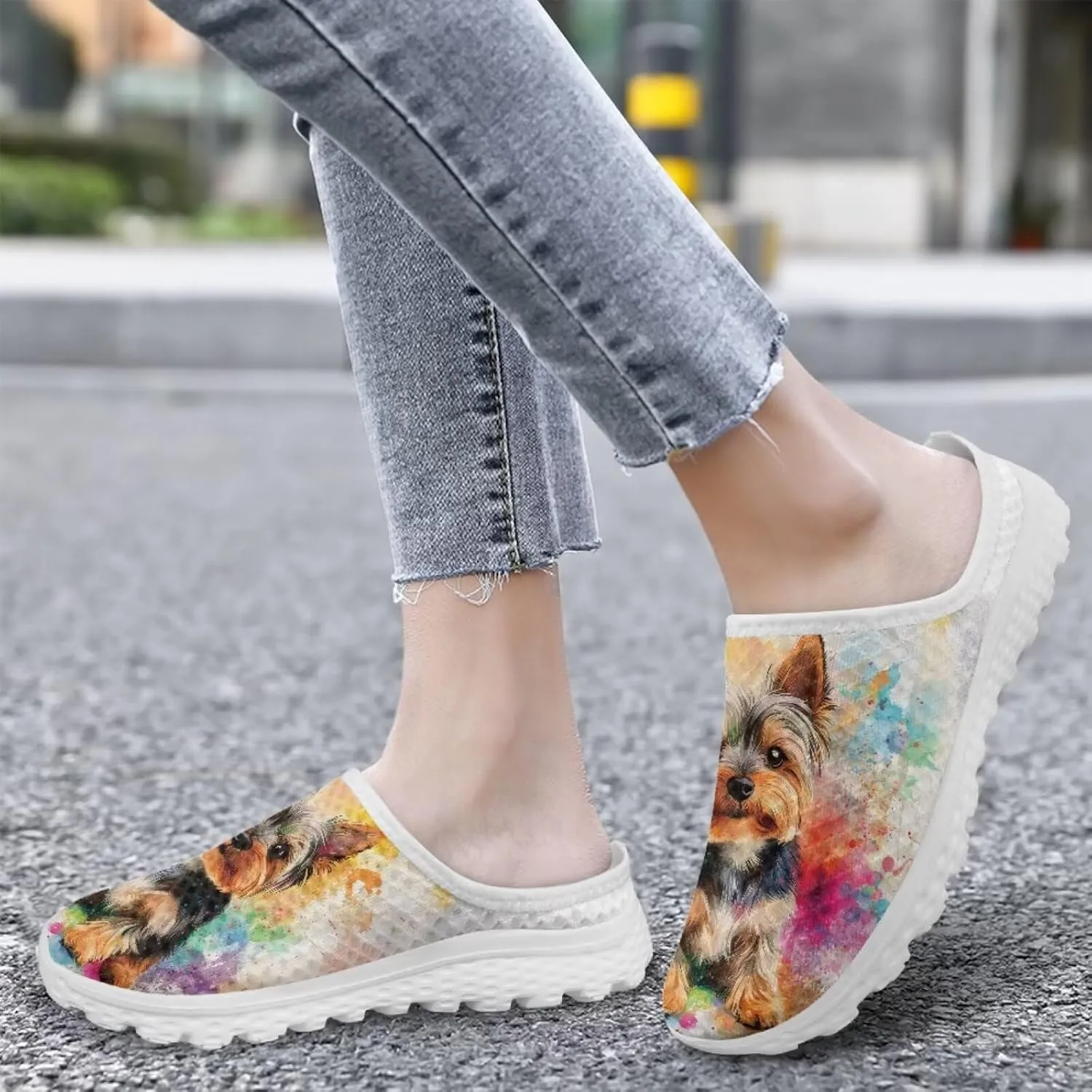 Binienty Women Wide Width Mesh Slippers Fashion Slip on Mule Shoes Breathable Ladies Outdoor Garden Loafers