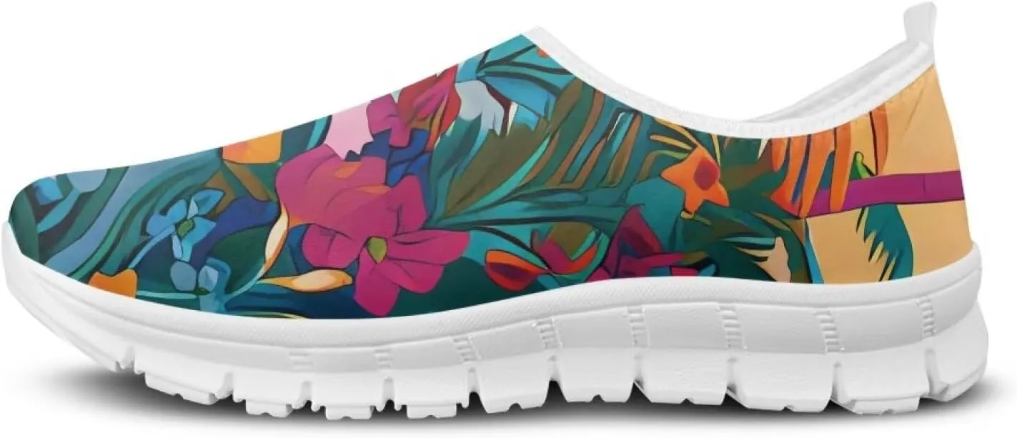 Biyejit Women's Slip On Sneakers Ladies Elastic Low Top Flats Lightweight Breathe Mesh Fashion Sneakers Cute Loafers