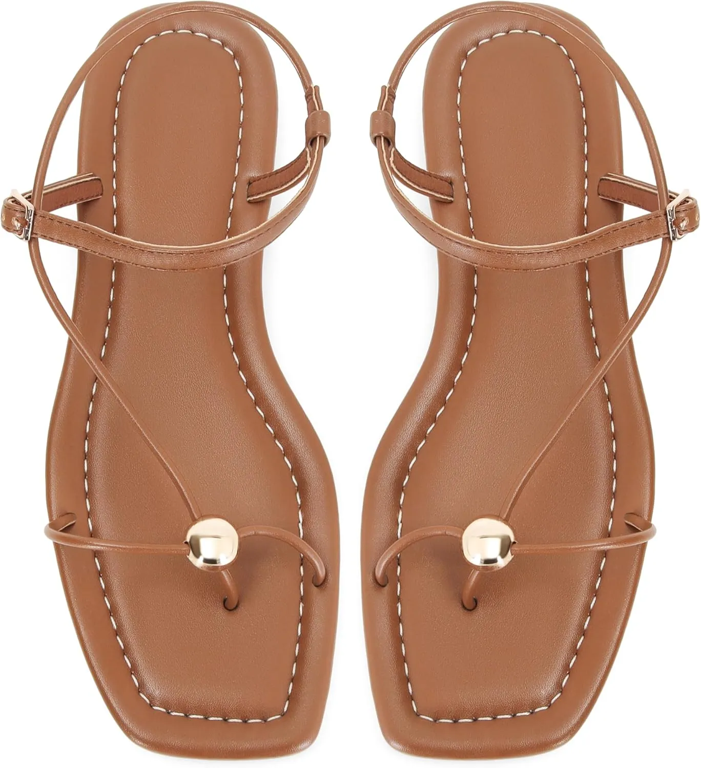 Black Strappy Flat Sandals for Women Comfortable Open Square Toe Sandals Dressy Beach Thong Flip Flop Slides Sandals