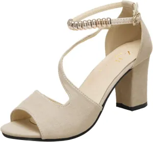 Block Heels For Womens Buckle Strap Chunky Heel Sandals Beaded Fish Mouth High Heels Summer Casual Ankle Strap Sandals Pumps Boho Shoes Fashion Lace Up Wedding Party Evening Prom Dance Dress Shoes
