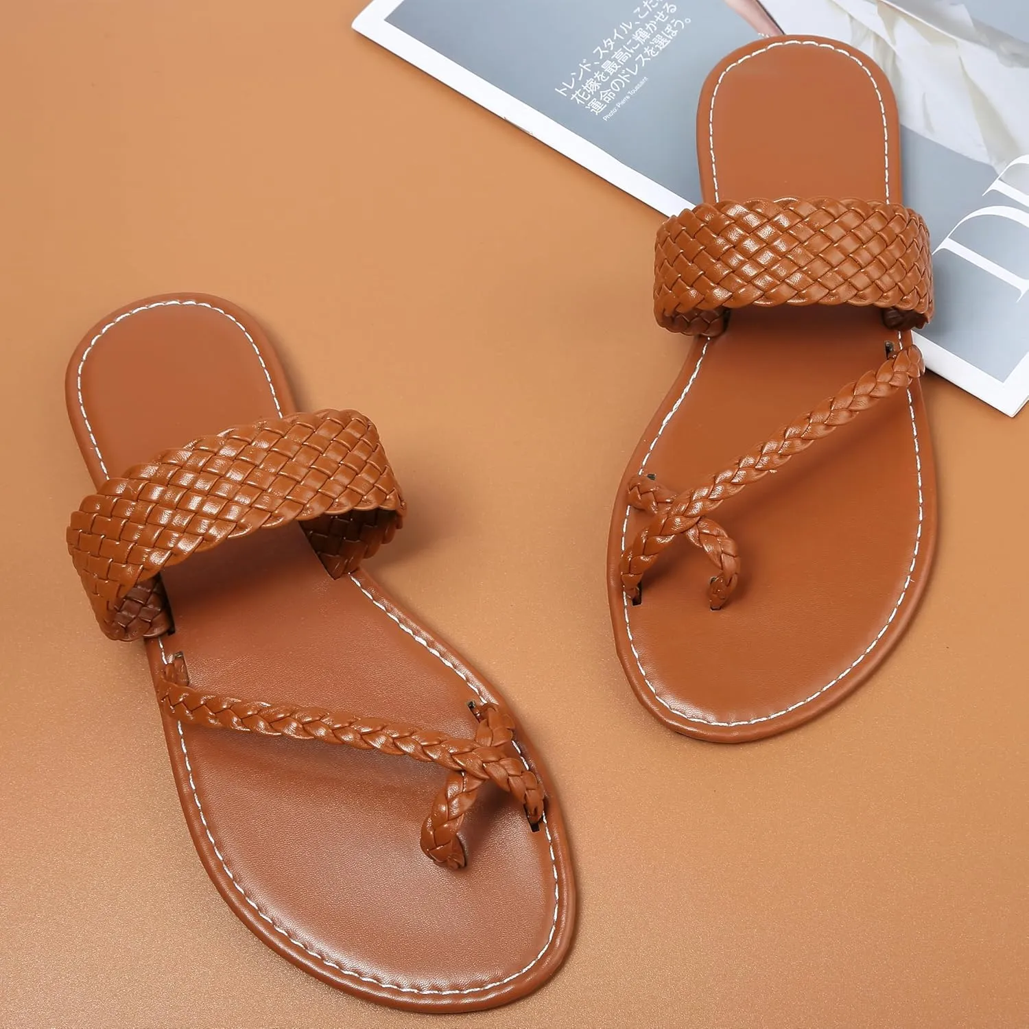 Bohemian Dress Sandals Womens Casual Flats Sandals Comfortable Ankle Strap Summer Boho Thong Sandals