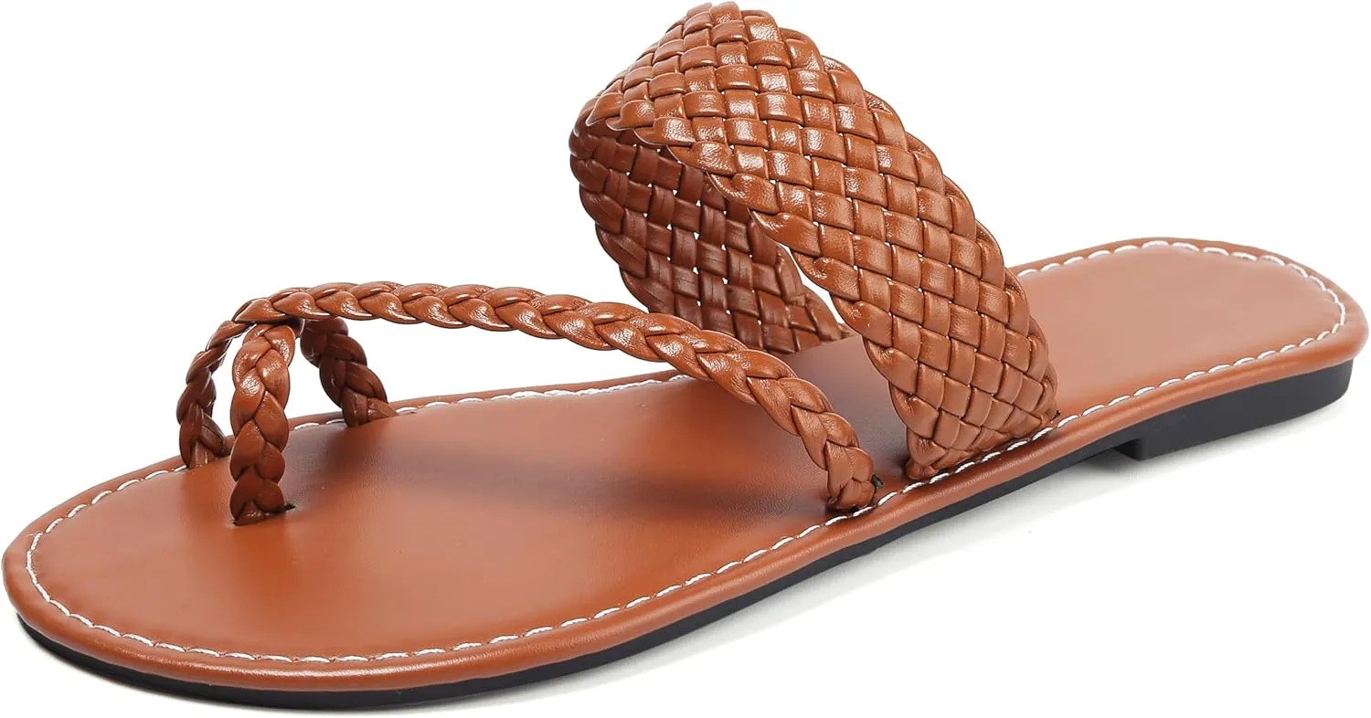 Bohemian Dress Sandals Womens Casual Flats Sandals Comfortable Ankle Strap Summer Boho Thong Sandals