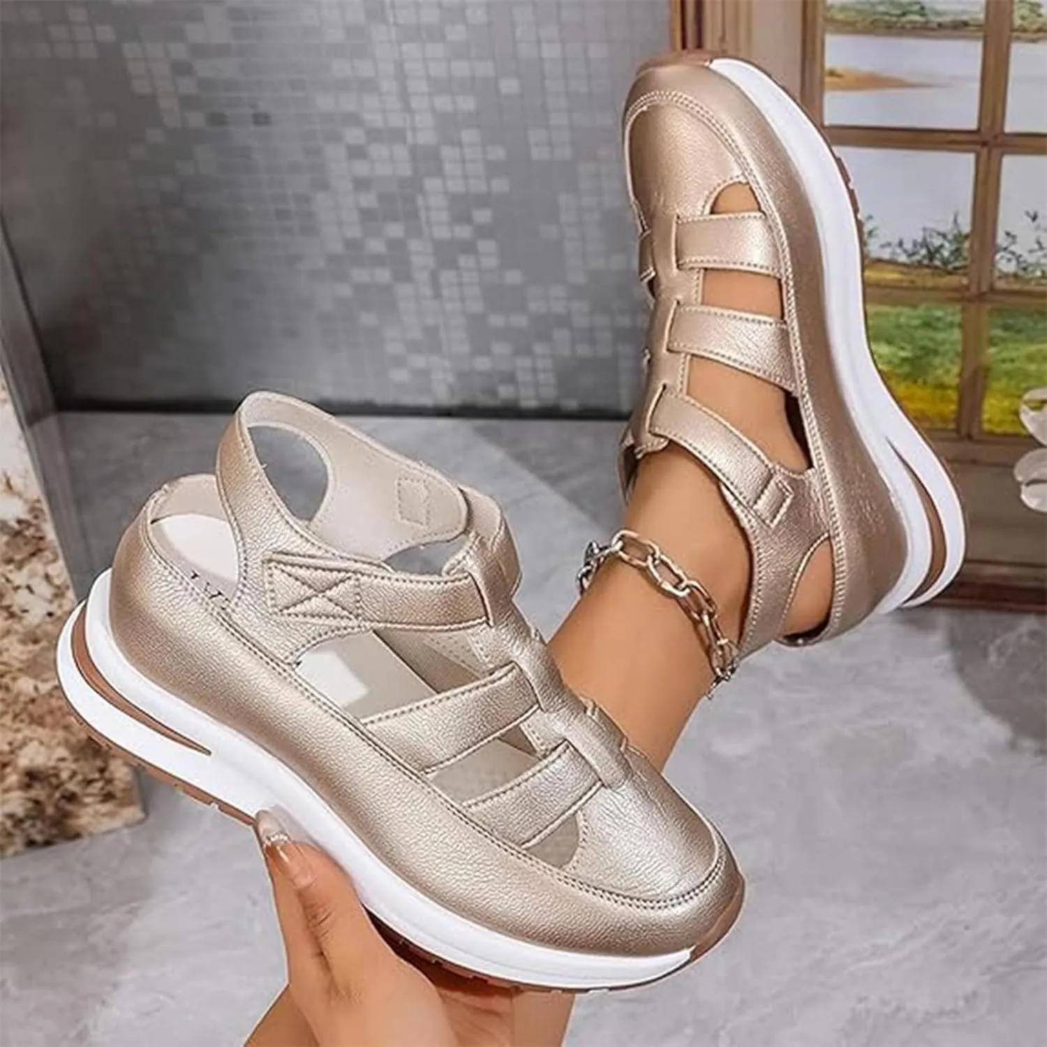Bomre Shoes Women Sneakers, Bomre Orthopedic Sandals, Women's Plus Size Hollow-Out Casual Sandals, Arch Support