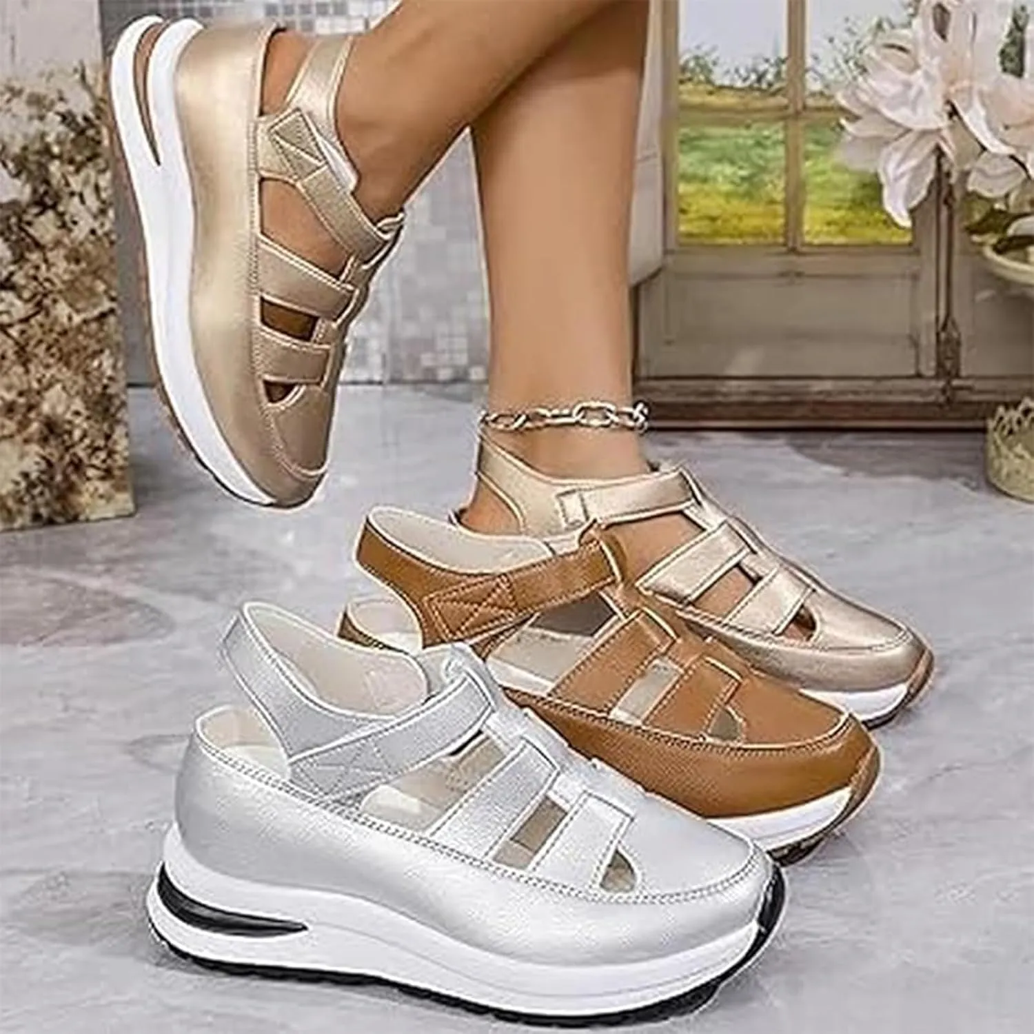 Bomre Shoes Women Sneakers, Bomre Orthopedic Sandals, Women's Plus Size Hollow-Out Casual Sandals, Arch Support