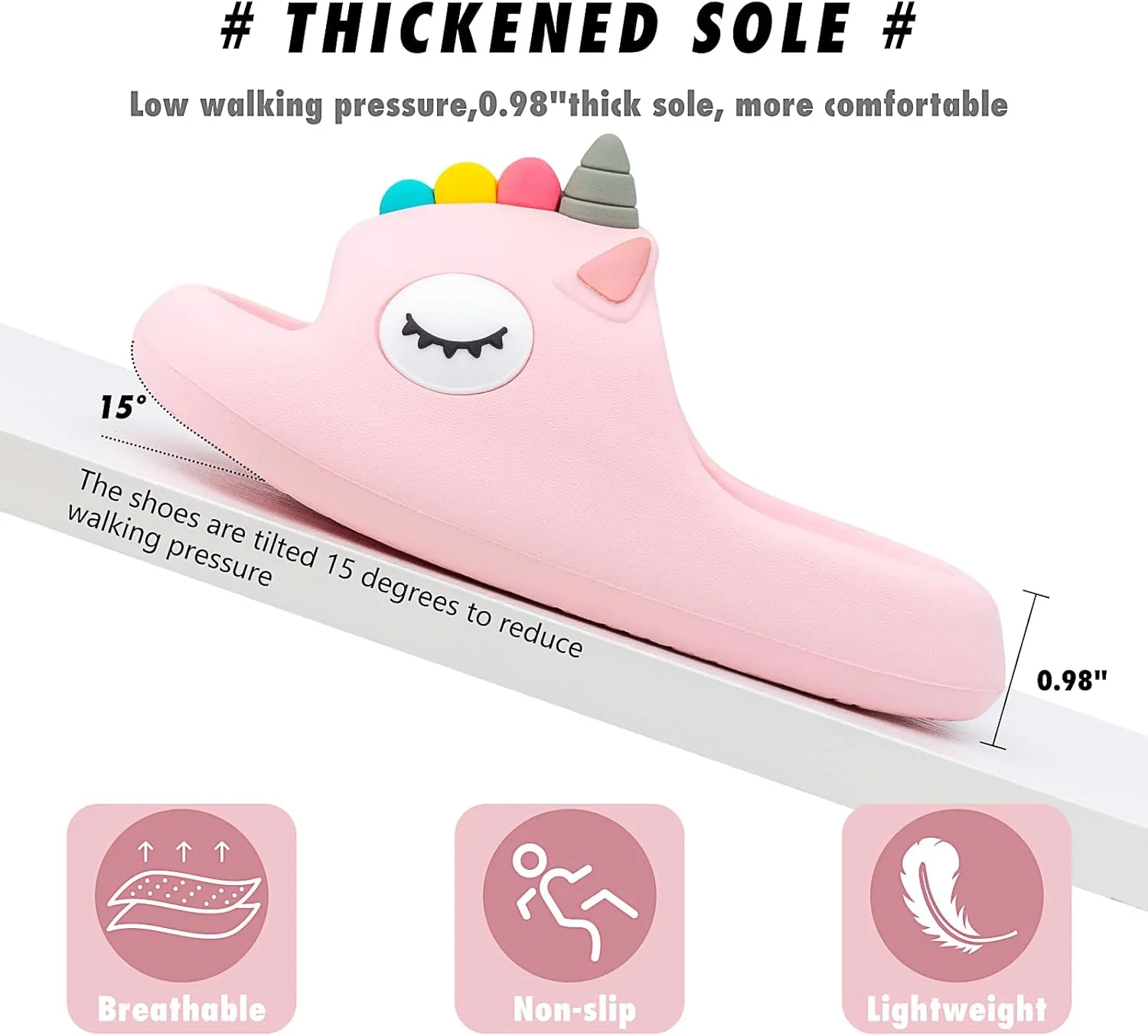 Boys Girls Cloud Unicorn Slide Sandals Non-slip Comfy Cushioned Thick Sole Shower Pool Slippers Summer Beach Water Shoes Indoor & Outdoor