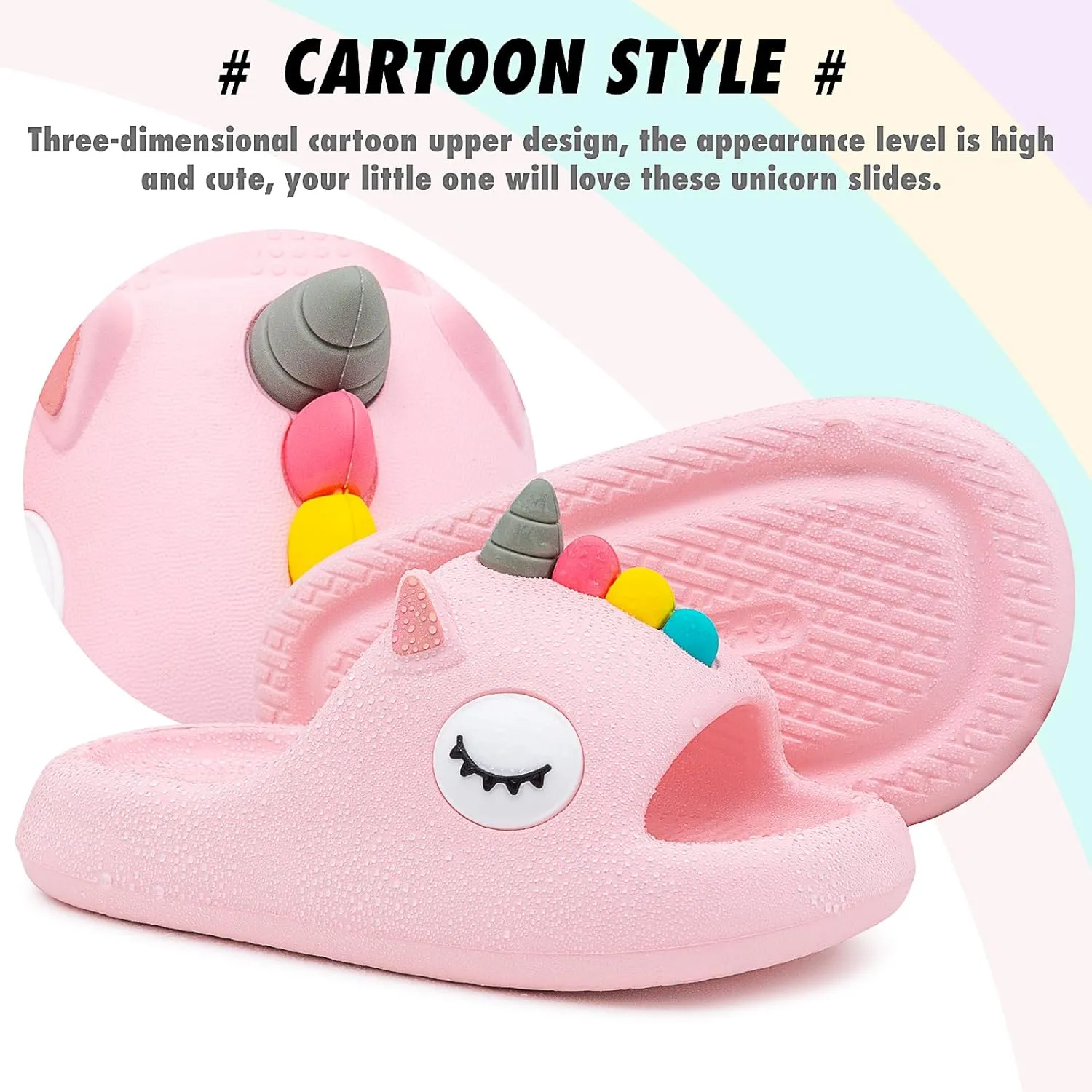 Boys Girls Cloud Unicorn Slide Sandals Non-slip Comfy Cushioned Thick Sole Shower Pool Slippers Summer Beach Water Shoes Indoor & Outdoor