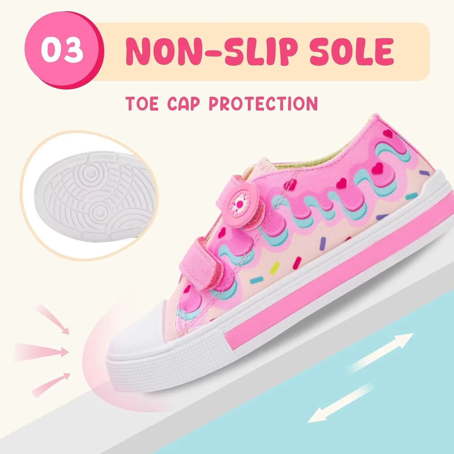 Boys Girls Sneakers Light Up Canvas Shoes for Toddler Kids Easy Fasten Fashion Shoes with Hook and Loops